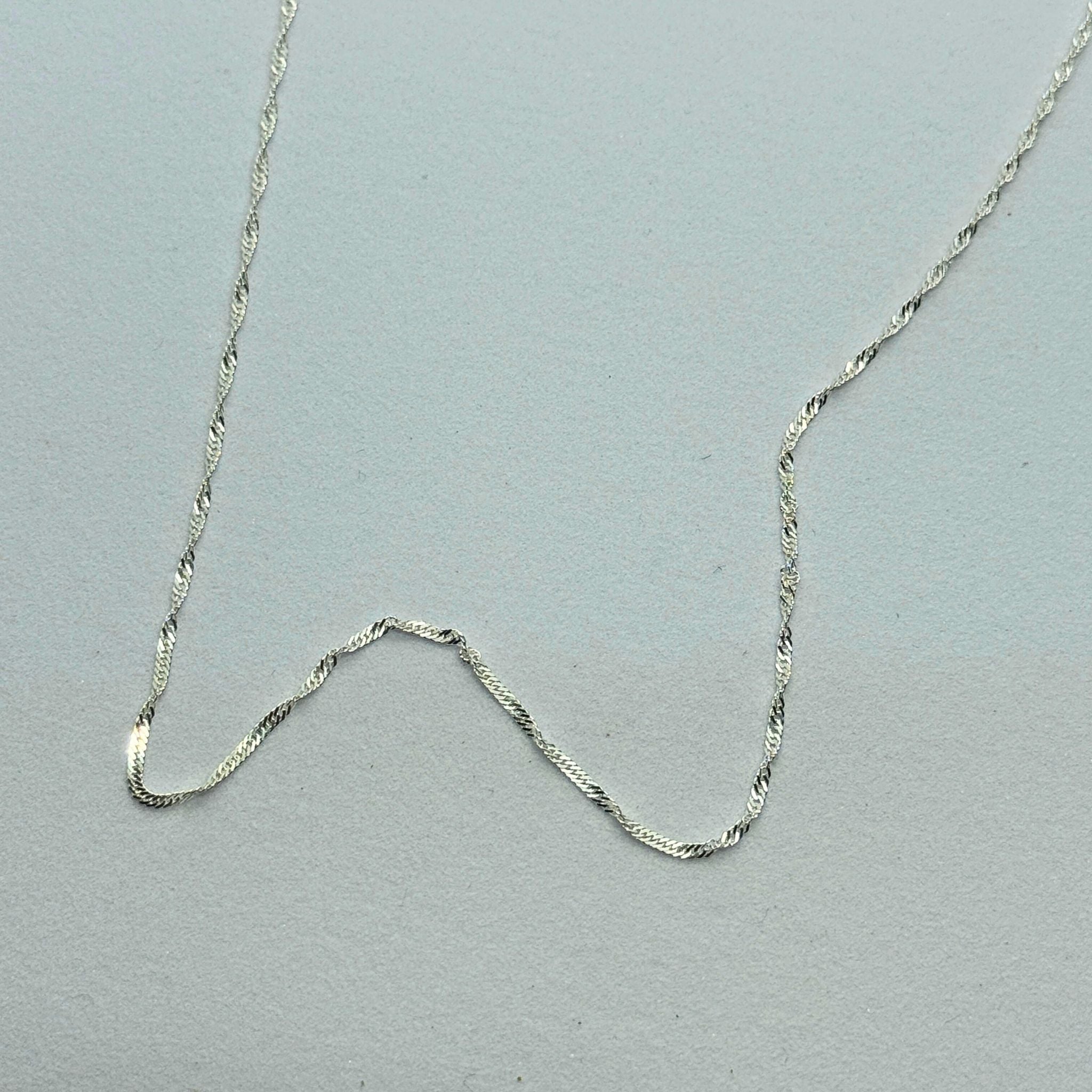 Chaîne De Cou Maille Singapour 40cm En Argent Massif 925 Chaîne De Cou Maille Singapour 40cm En Argent Massif 925
