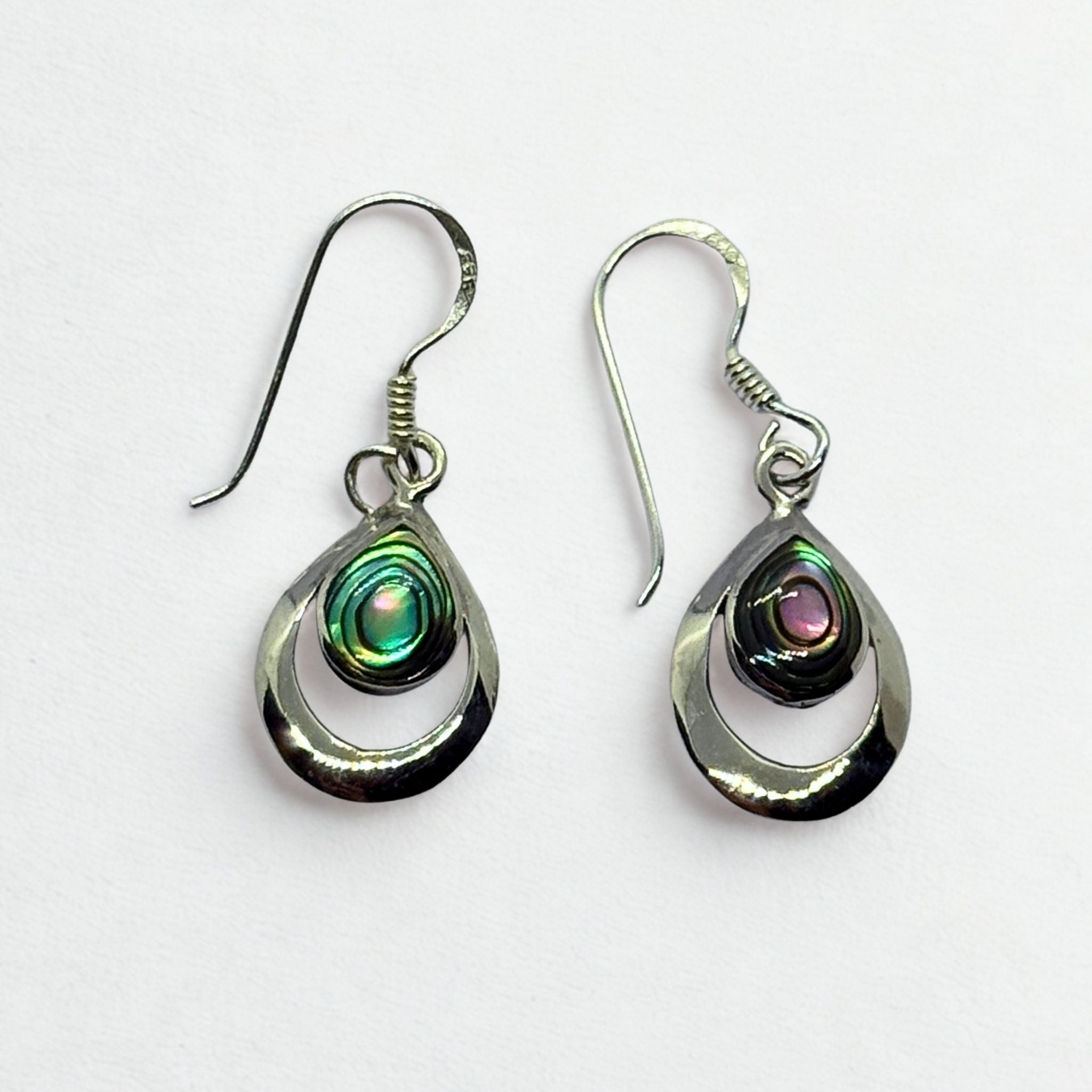 Boucles d'oreilles - Abalone Argent 925 - Goutte 10 mm Précieuse Lucie