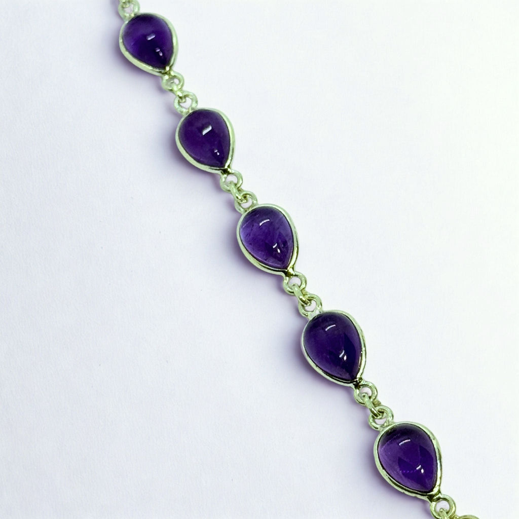 Bracelet Assemblé - Améthyste AA+ Argent 924 - Goutte 9 mm Précieuse Lucie