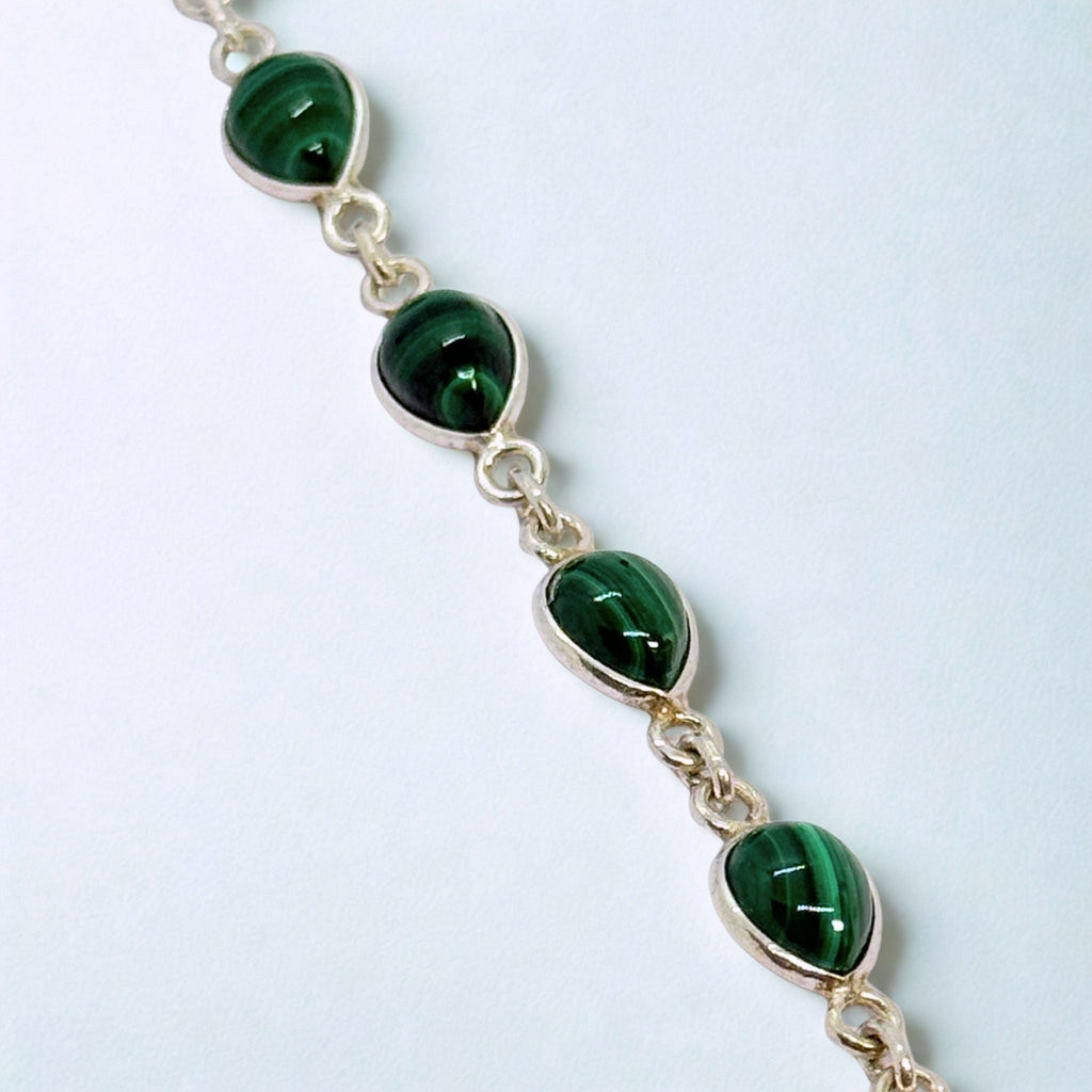 Bracelet Assemblé - Malachite AA Argent 924 - Goutte 9 mm Précieuse Lucie