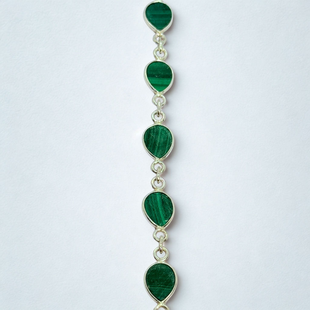 Bracelet Assemblé - Malachite AA Argent 924 - Goutte 9 mm Précieuse Lucie