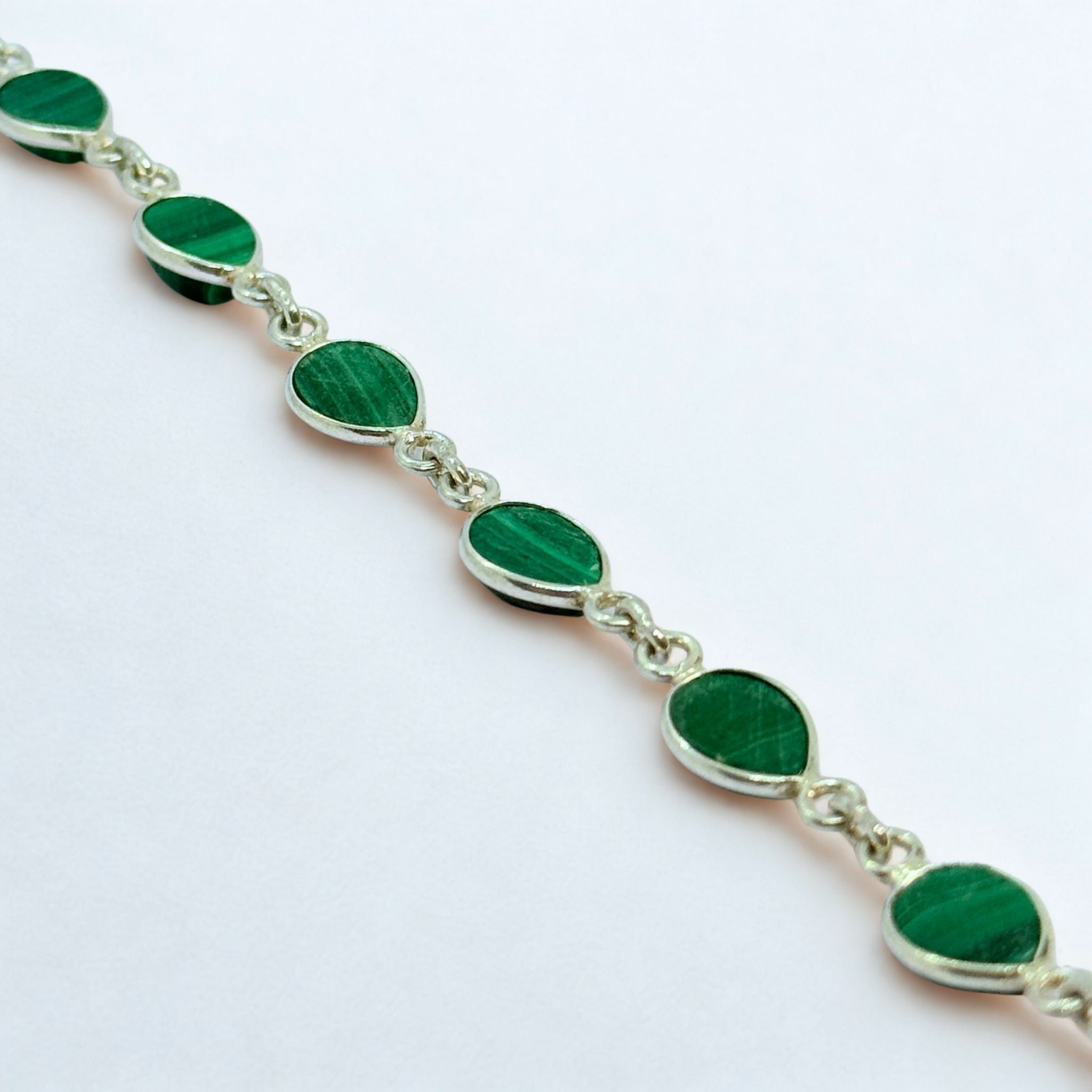 Bracelet Assemblé - Malachite AA Argent 924 - Goutte 9 mm Précieuse Lucie