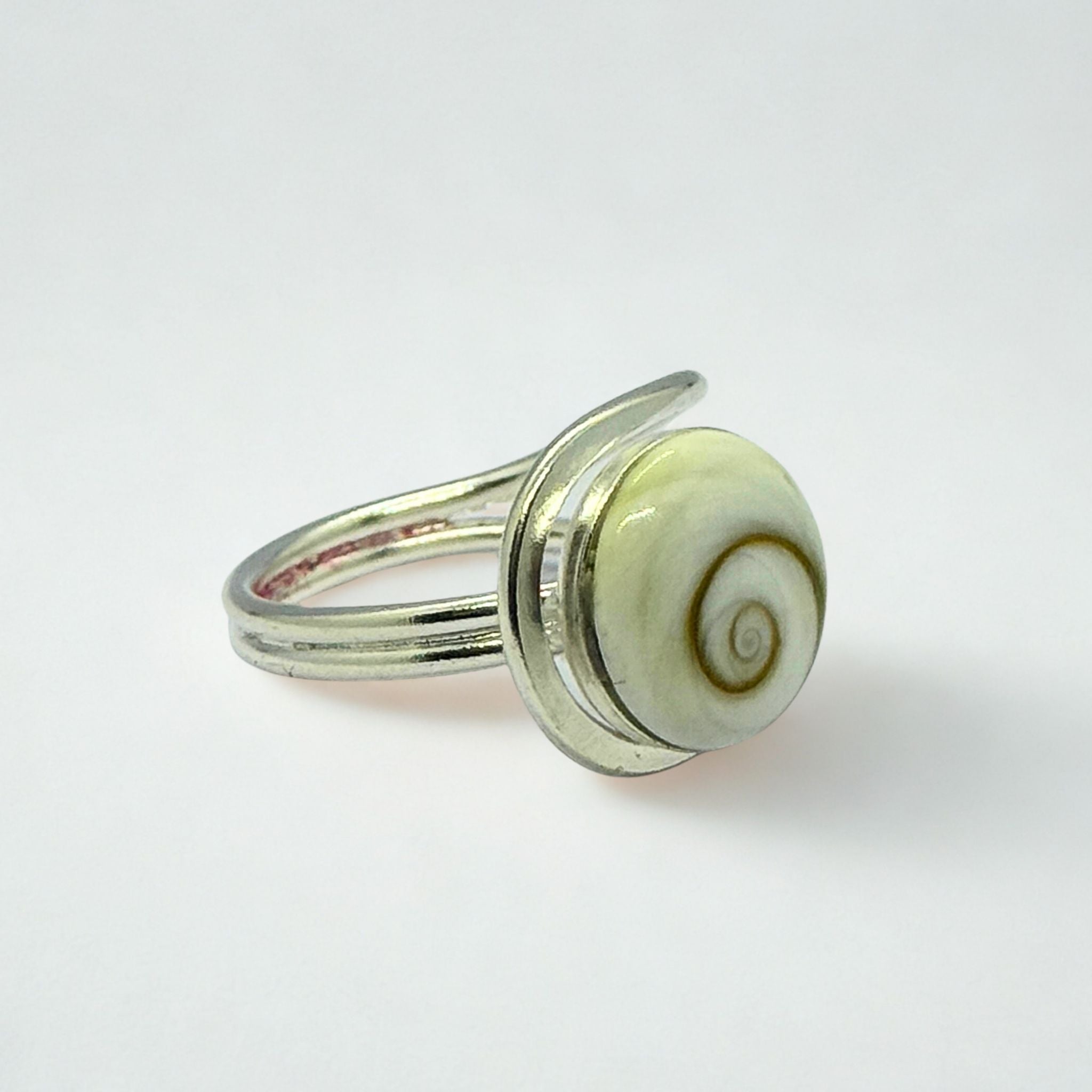 Bague Solitaire - Œil de Sainte Lucie Argent 925 - Rond 12 mm - Double anneaux Précieuse Lucie