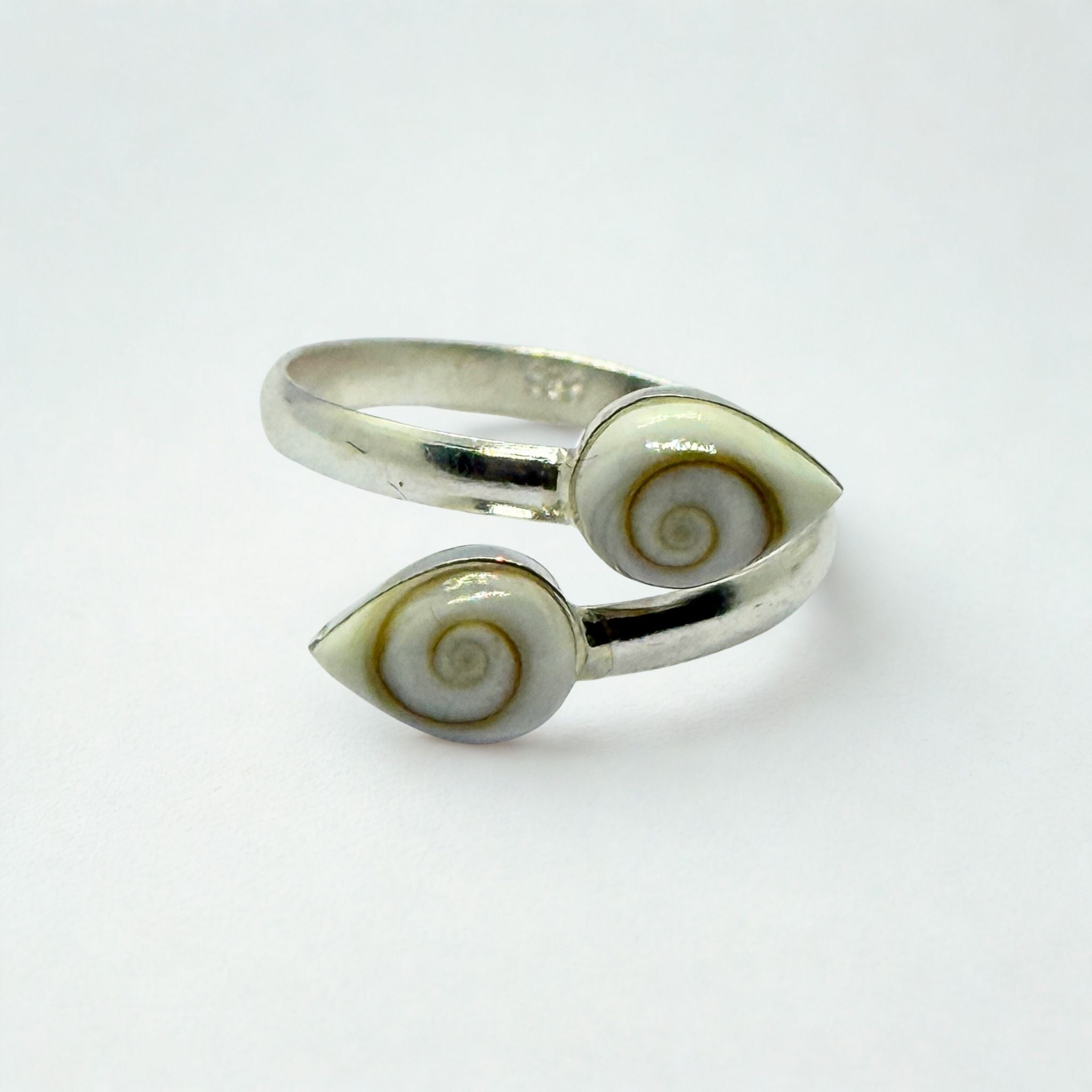 Bague Ouverte - Œil de Sainte Lucie Argent 925 - Double gouttes 9 mm Précieuse Lucie