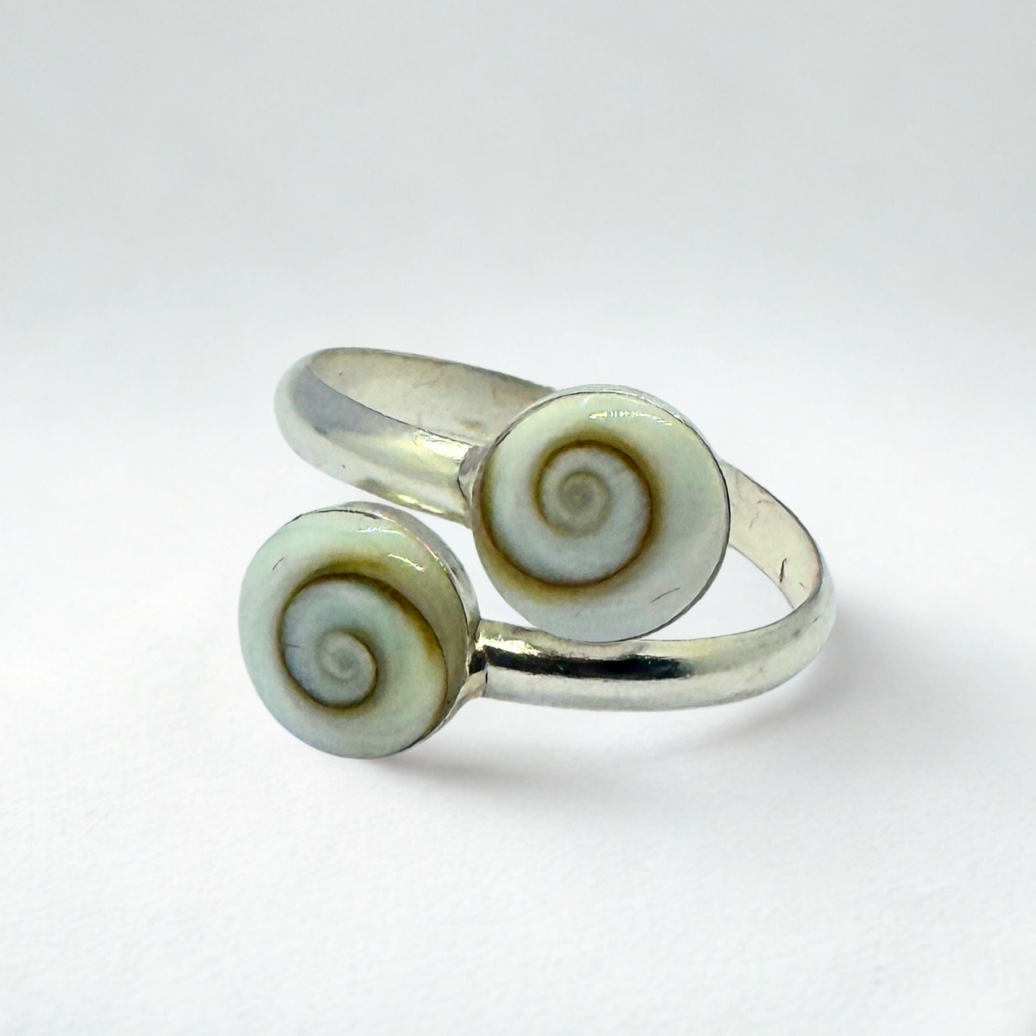 Bague Ouverte - Œil de Sainte Lucie Argent 925 - Double ronds 8 mm Précieuse Lucie