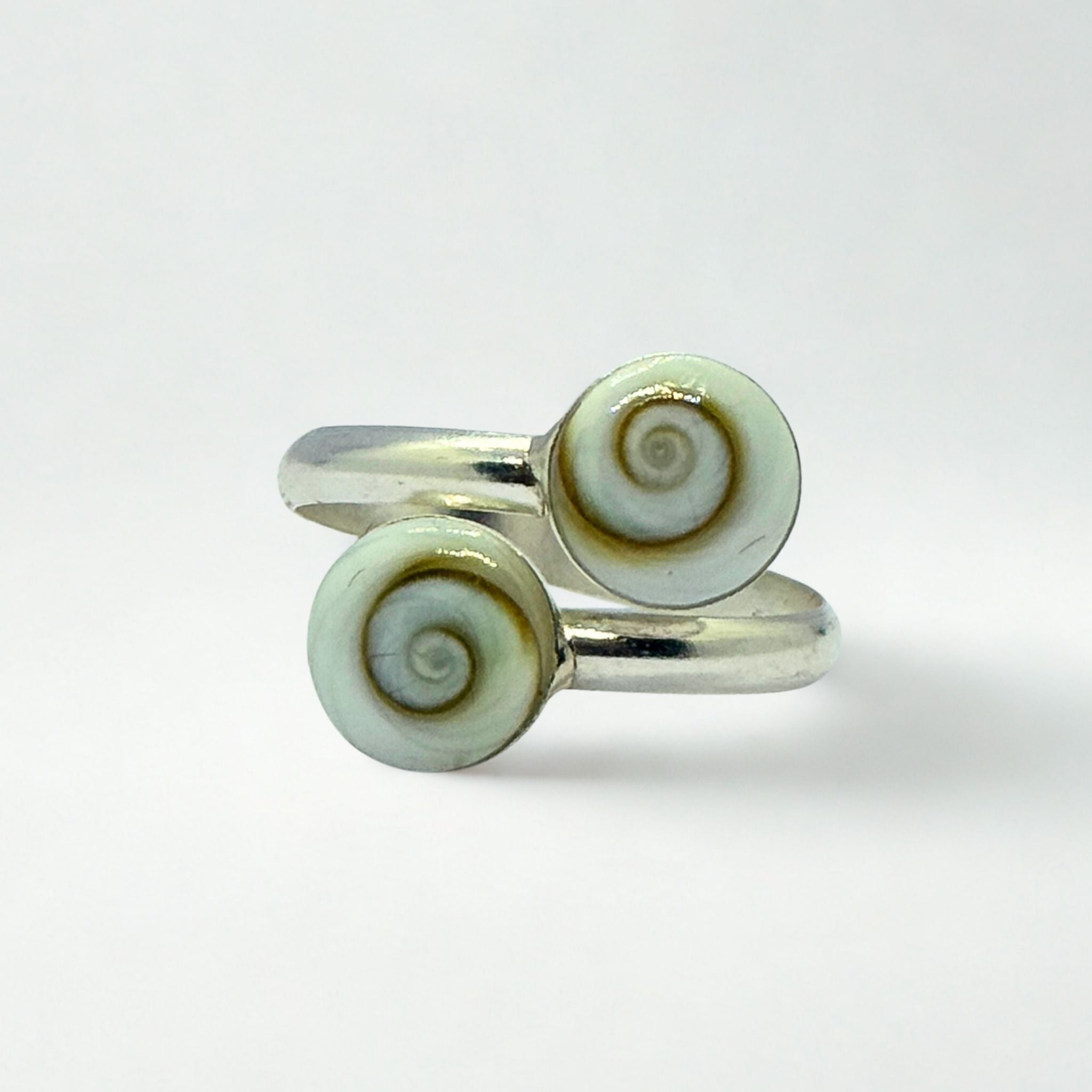 Bague Ouverte - Œil de Sainte Lucie Argent 925 - Double ronds 8 mm Précieuse Lucie