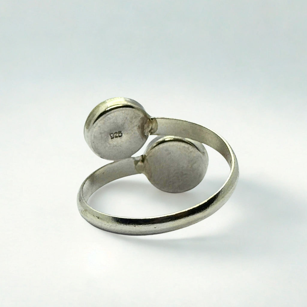 Bague Ouverte - Œil de Sainte Lucie Argent 925 - Double ronds 8 mm Précieuse Lucie
