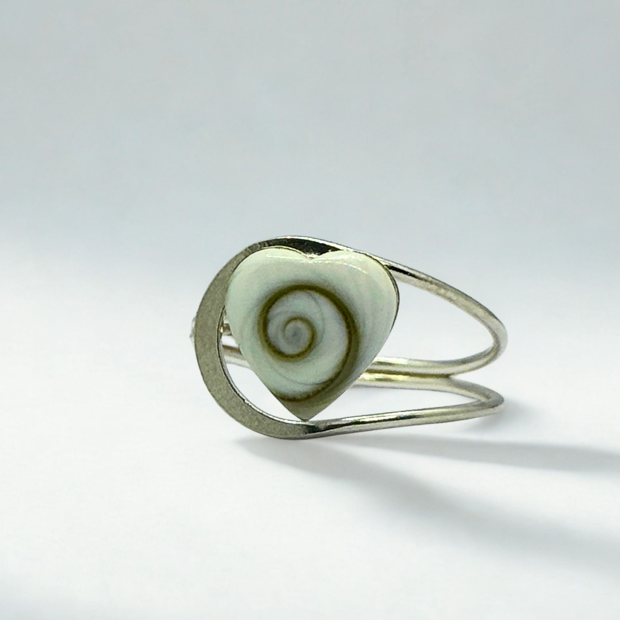 Bague Solitaire - Œil de Sainte Lucie Argent 925 - Cœur 10 mm - Double anneaux Précieuse Lucie