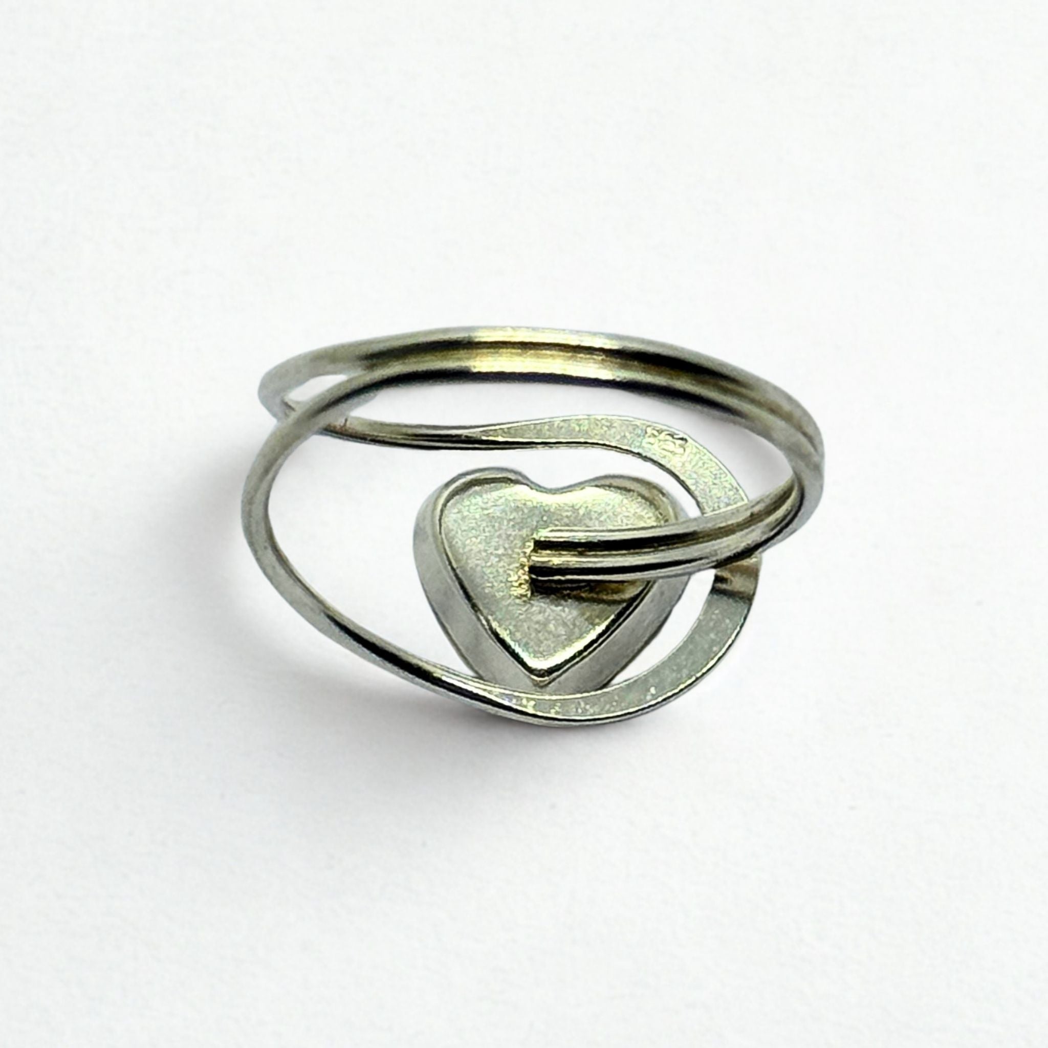 Bague Solitaire - Œil de Sainte Lucie Argent 925 - Cœur 10 mm - Double anneaux Précieuse Lucie