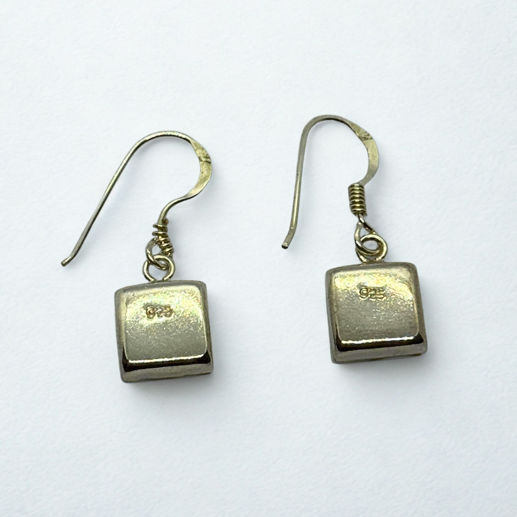 Boucles d'oreilles - Œil de Sainte Lucie Argent 925 - Carré 8 mm