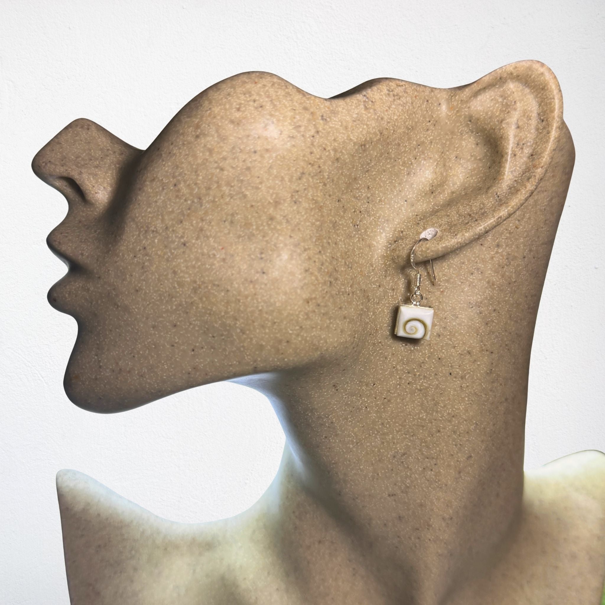 Boucles d'oreilles - Œil de Sainte Lucie Argent 925 - Carré 8 mm