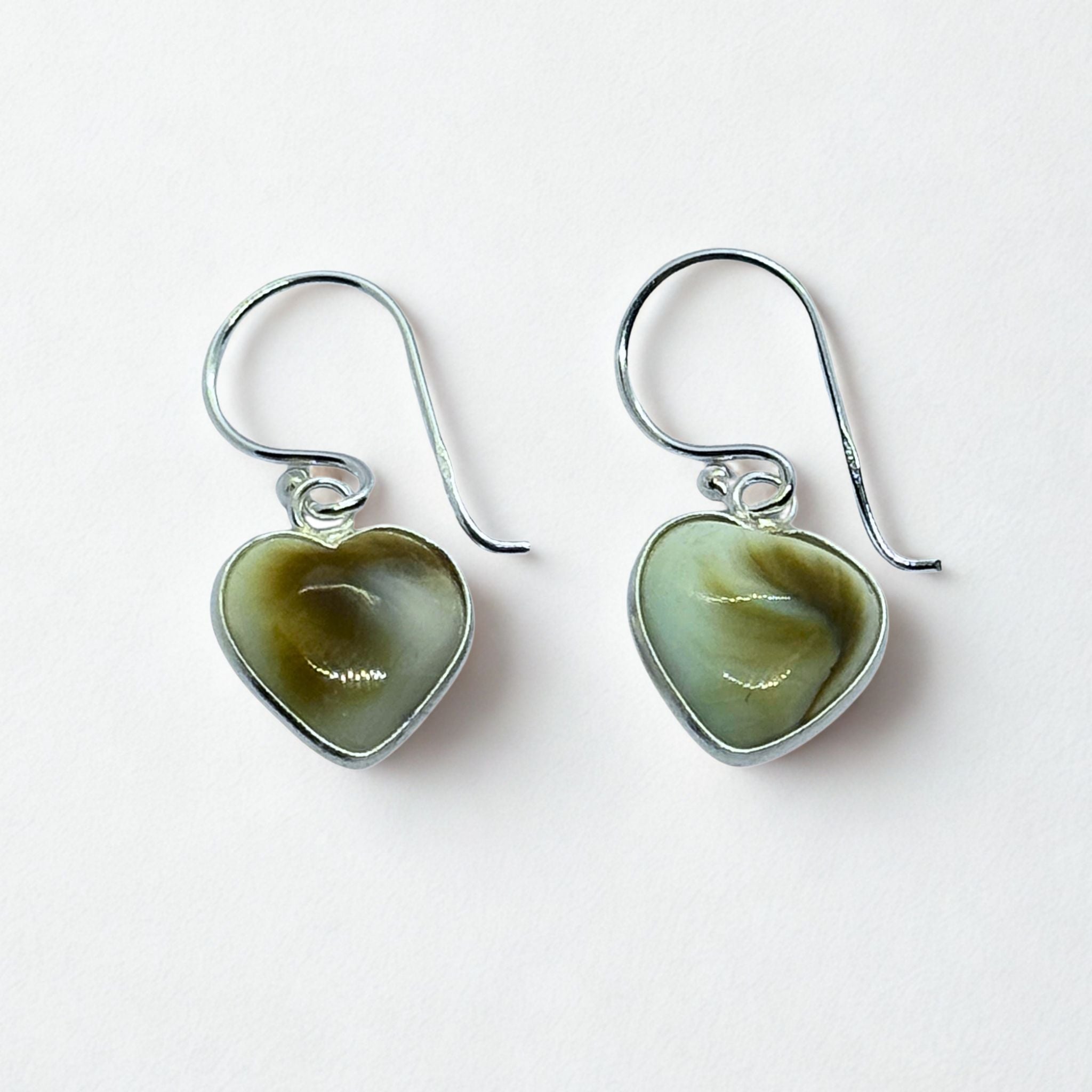 Boucles d'oreilles - Œil de Sainte Lucie Argent 925 - Cœur 10 mm