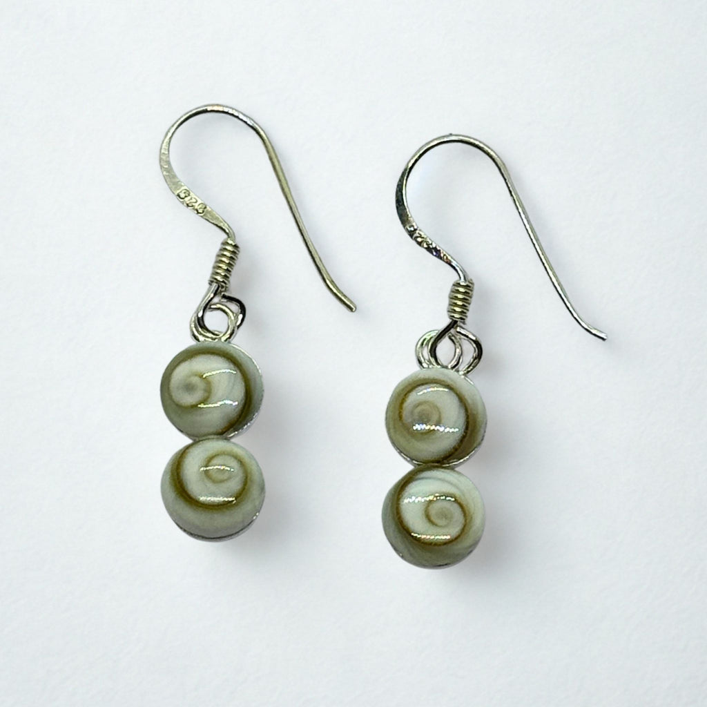 Boucles d'oreilles - Œil de Sainte Lucie Argent 925 - Double rond 6 mm