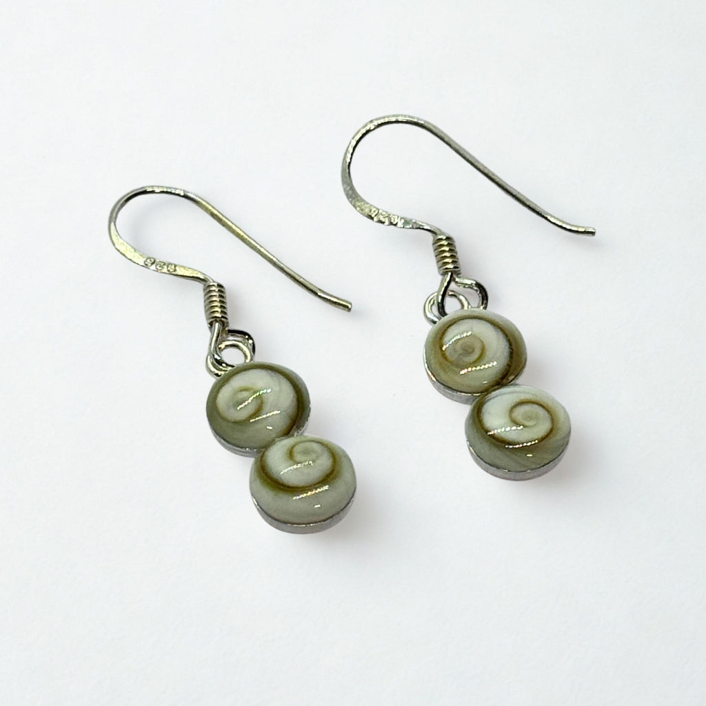 Boucles d'oreilles - Œil de Sainte Lucie Argent 925 - Double rond 6 mm