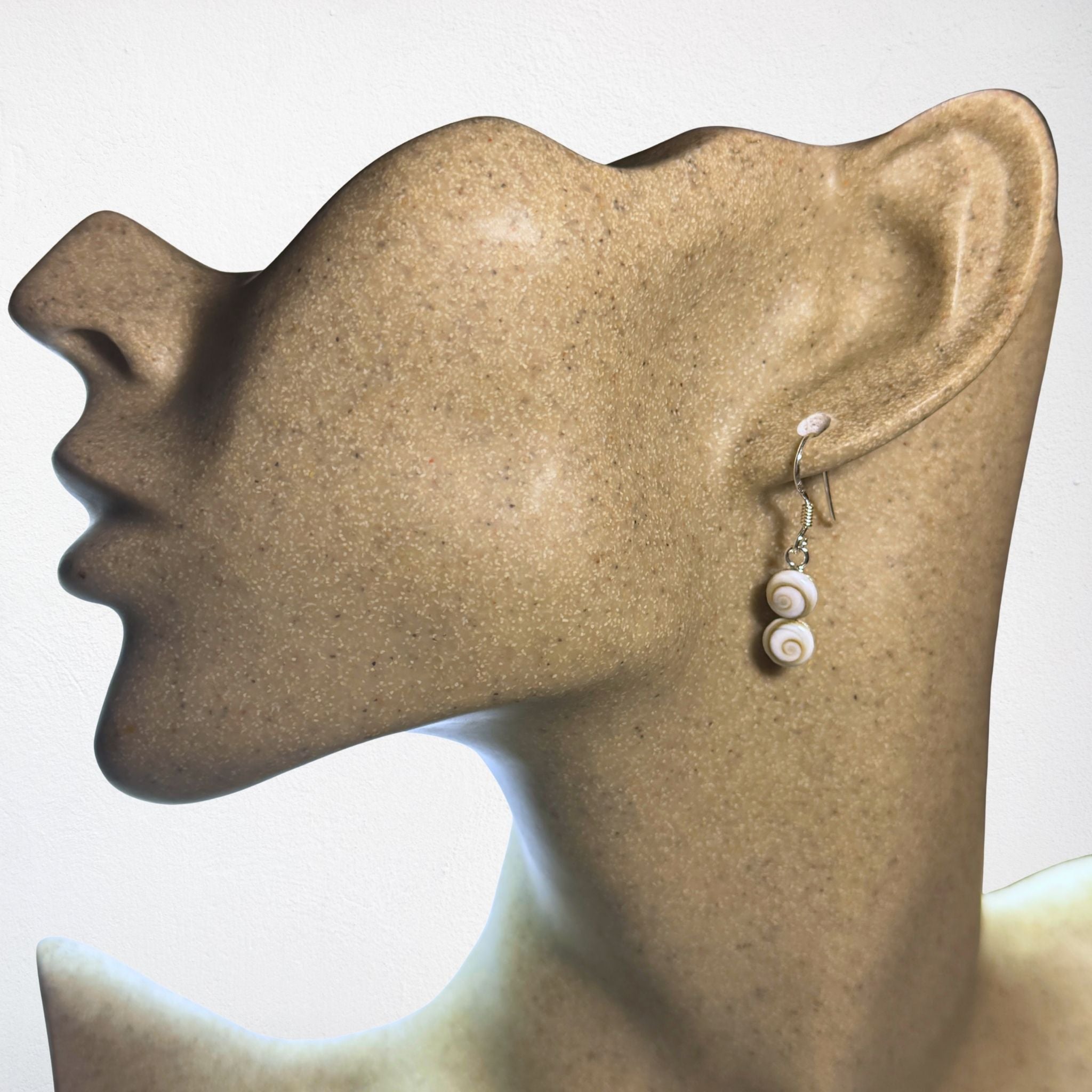 Boucles d'oreilles - Œil de Sainte Lucie Argent 925 - Double rond 6 mm