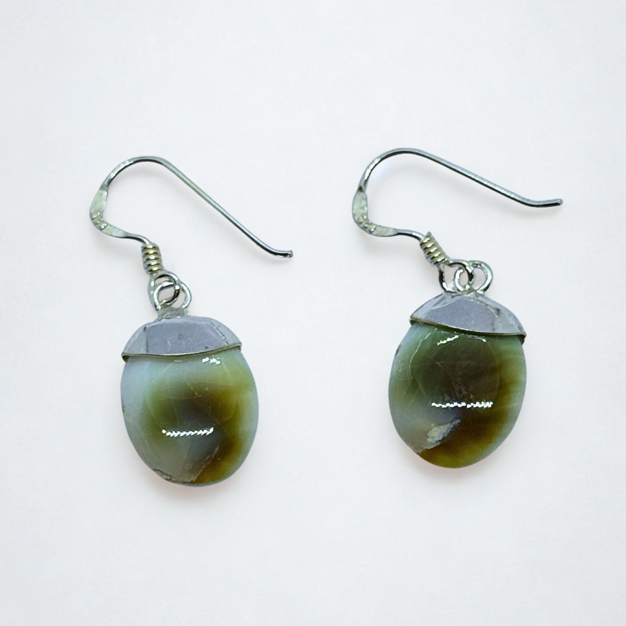 Boucles d'oreilles - Œil de Sainte Lucie Argent 925 - Ovale chapeau 13 mm