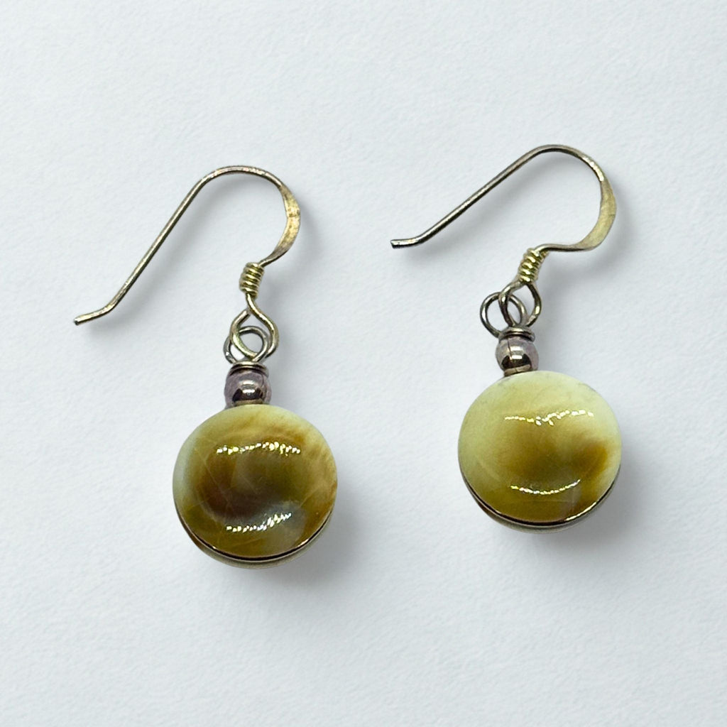 Boucles d'oreilles - Œil de Sainte Lucie Argent 925 - Rond bombé 10 mm