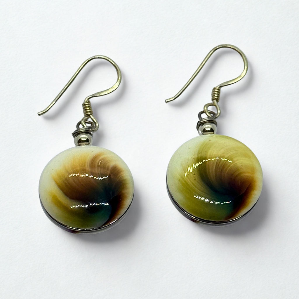 Boucles d'oreilles - Œil de Sainte Lucie Argent 925 - Rond bombé 15 mm