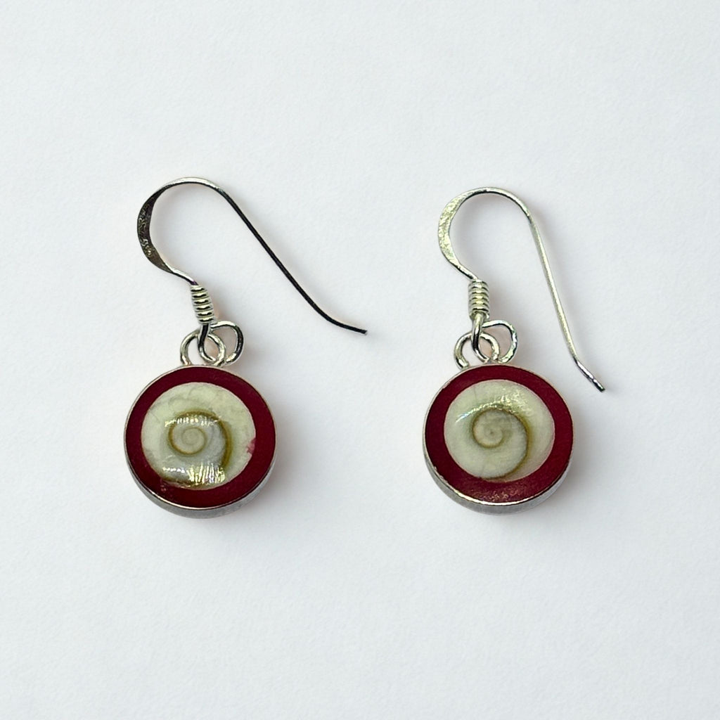 Boucles d'oreilles - Œil de Sainte Lucie Corail Argent 925 - Rond 10 mm