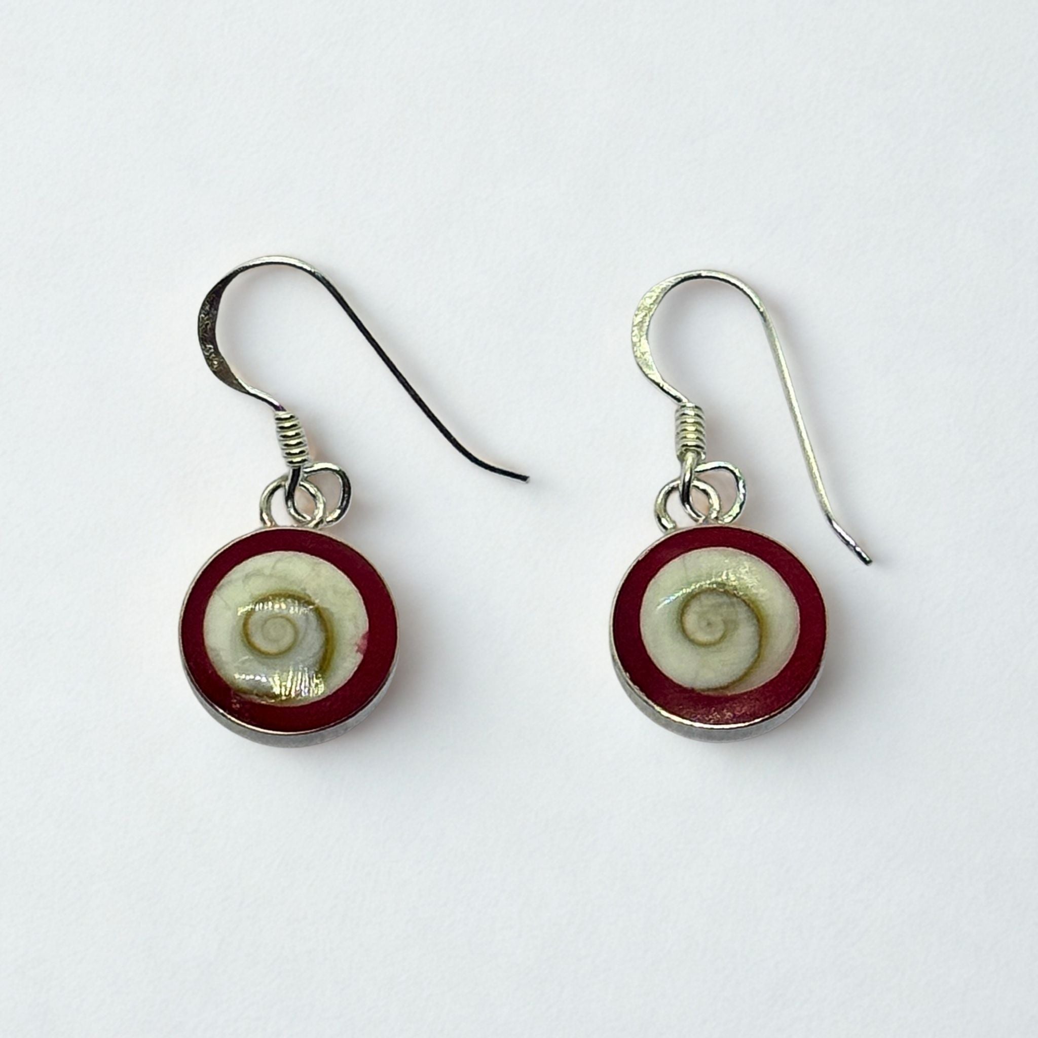 Boucles d'oreilles - Œil de Sainte Lucie Corail Argent 925 - Rond 10 mm