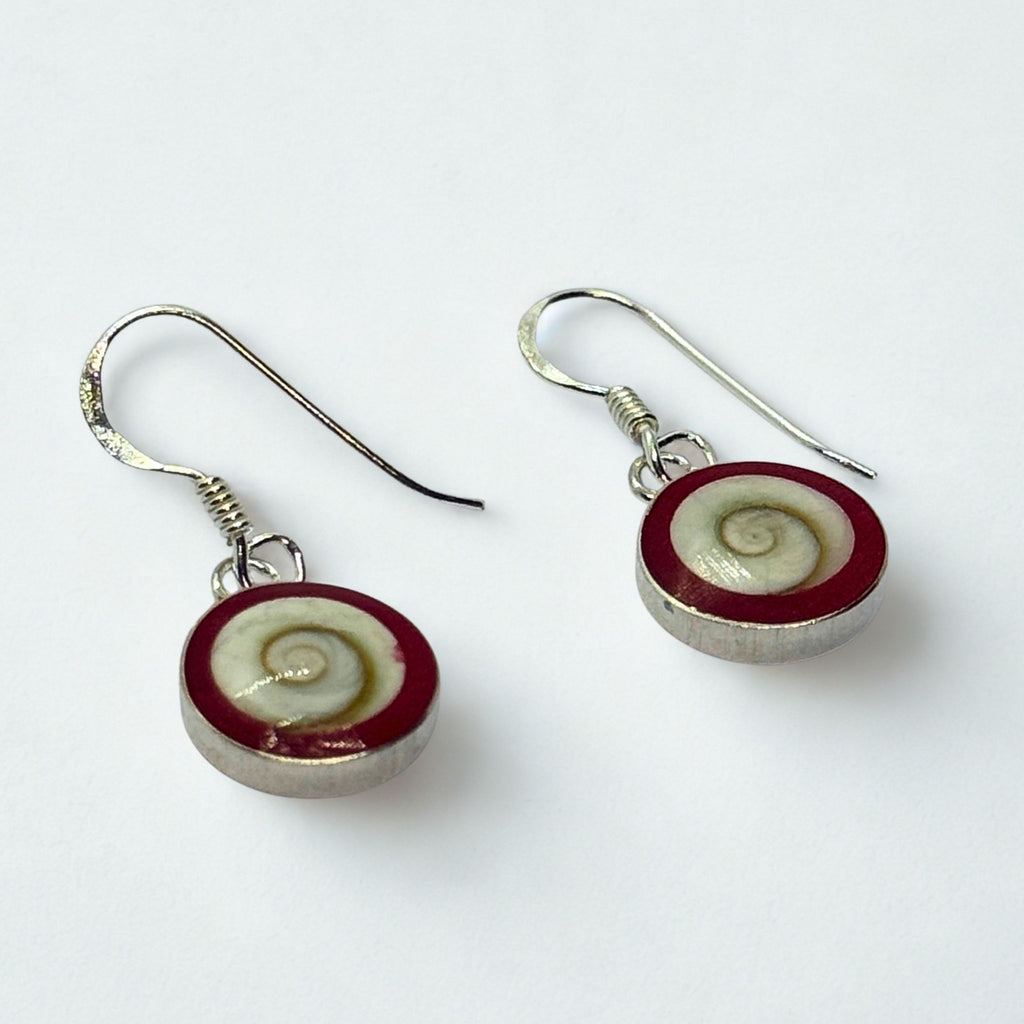 Boucles d'oreilles - Œil de Sainte Lucie Corail Argent 925 - Rond 10 mm