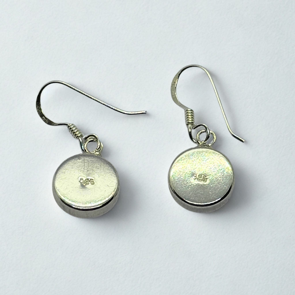 Boucles d'oreilles - Œil de Sainte Lucie Corail Argent 925 - Rond 10 mm