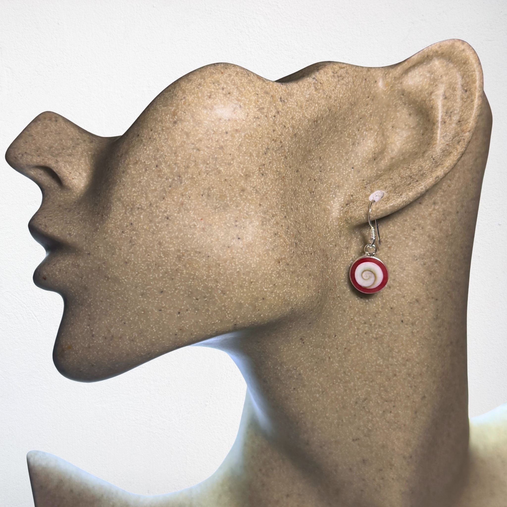 Boucles d'oreilles - Œil de Sainte Lucie Corail Argent 925 - Rond 10 mm