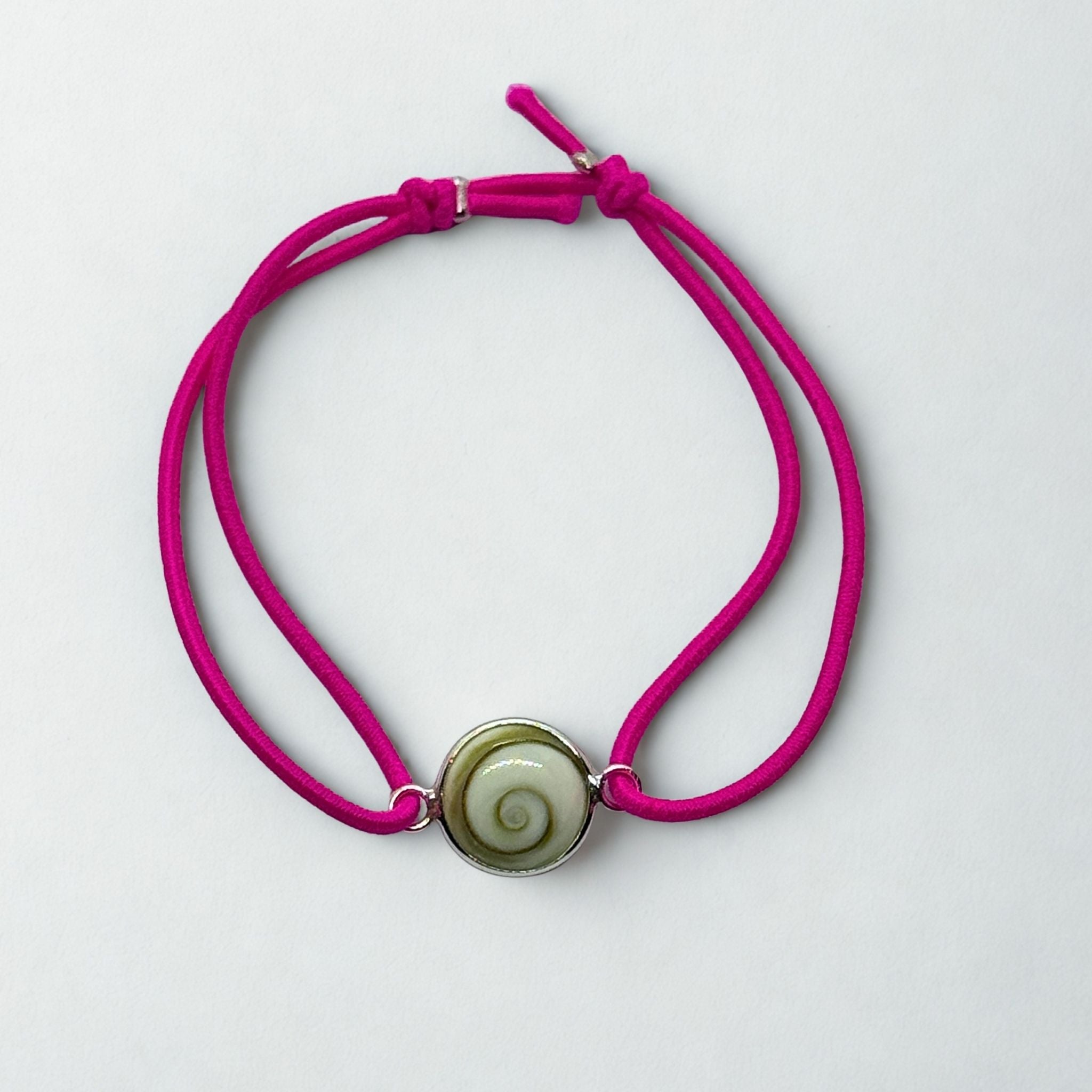 Bracelet Cordon élastique fuchsia - Œil de Sainte Lucie Argent 925 - 10 mm Précieuse Lucie