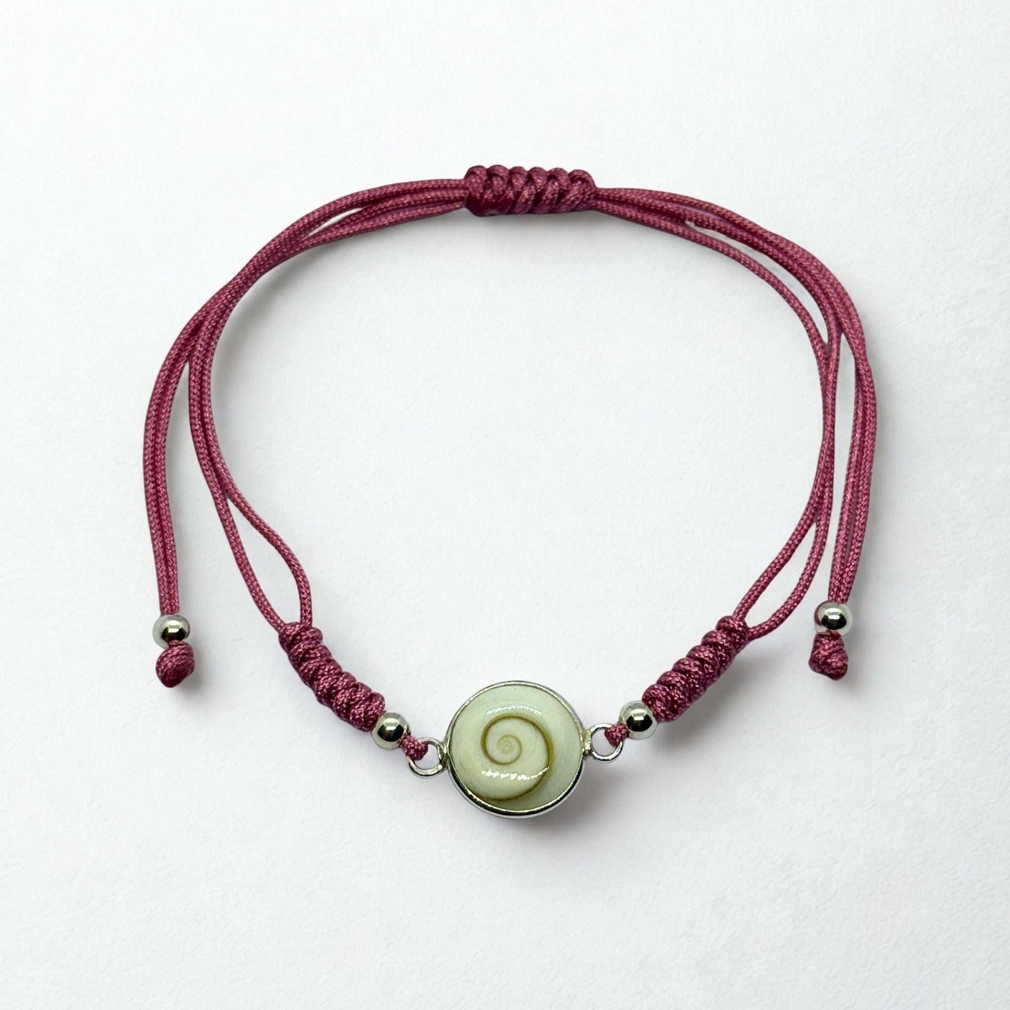 Bracelet Cordon bordeaux - Œil de Sainte Lucie Argent 925- 10 mm