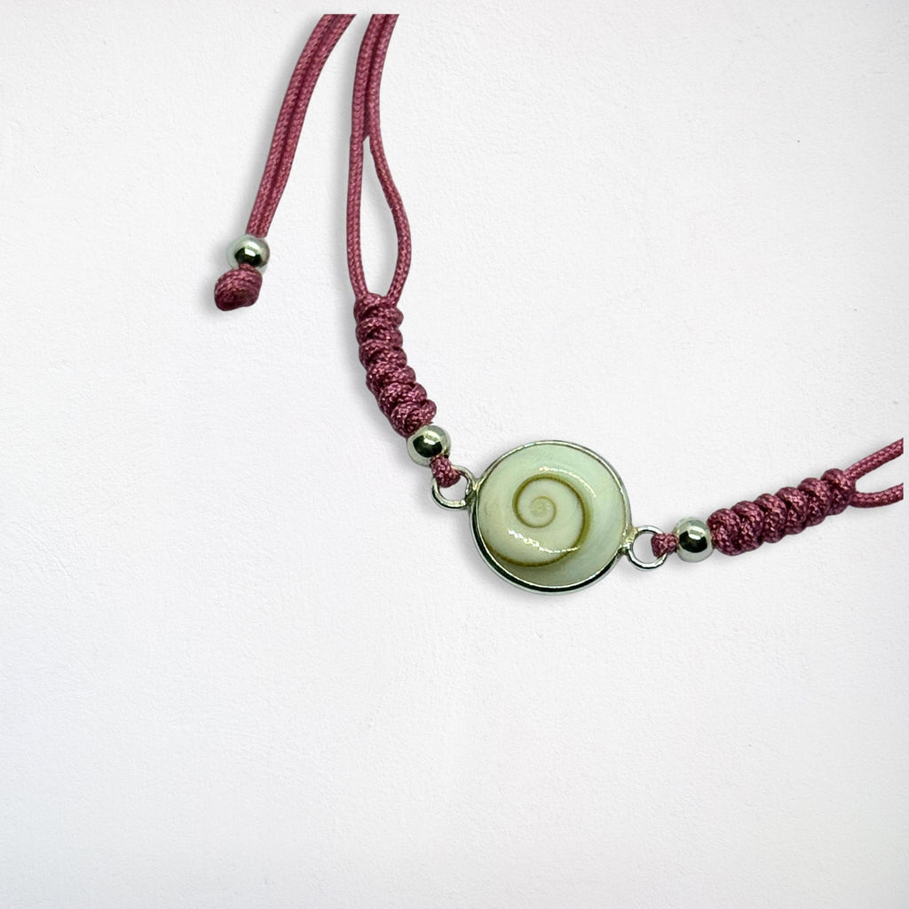 Bracelet Cordon bordeaux - Œil de Sainte Lucie Argent 925- 10 mm