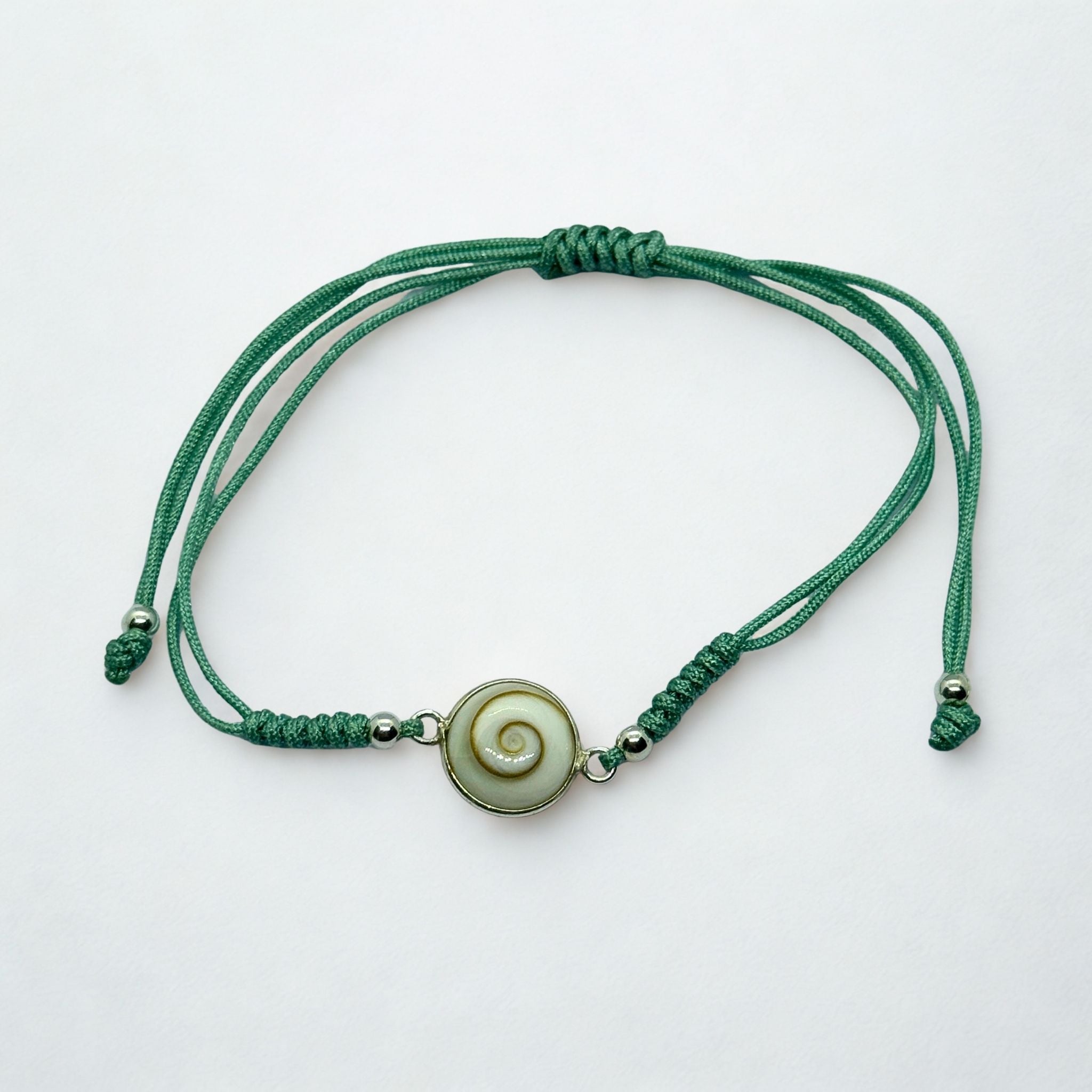 Bracelet Cordon émeraude - Œil de Sainte Lucie Argent 925- 10 mm Précieuse Lucie