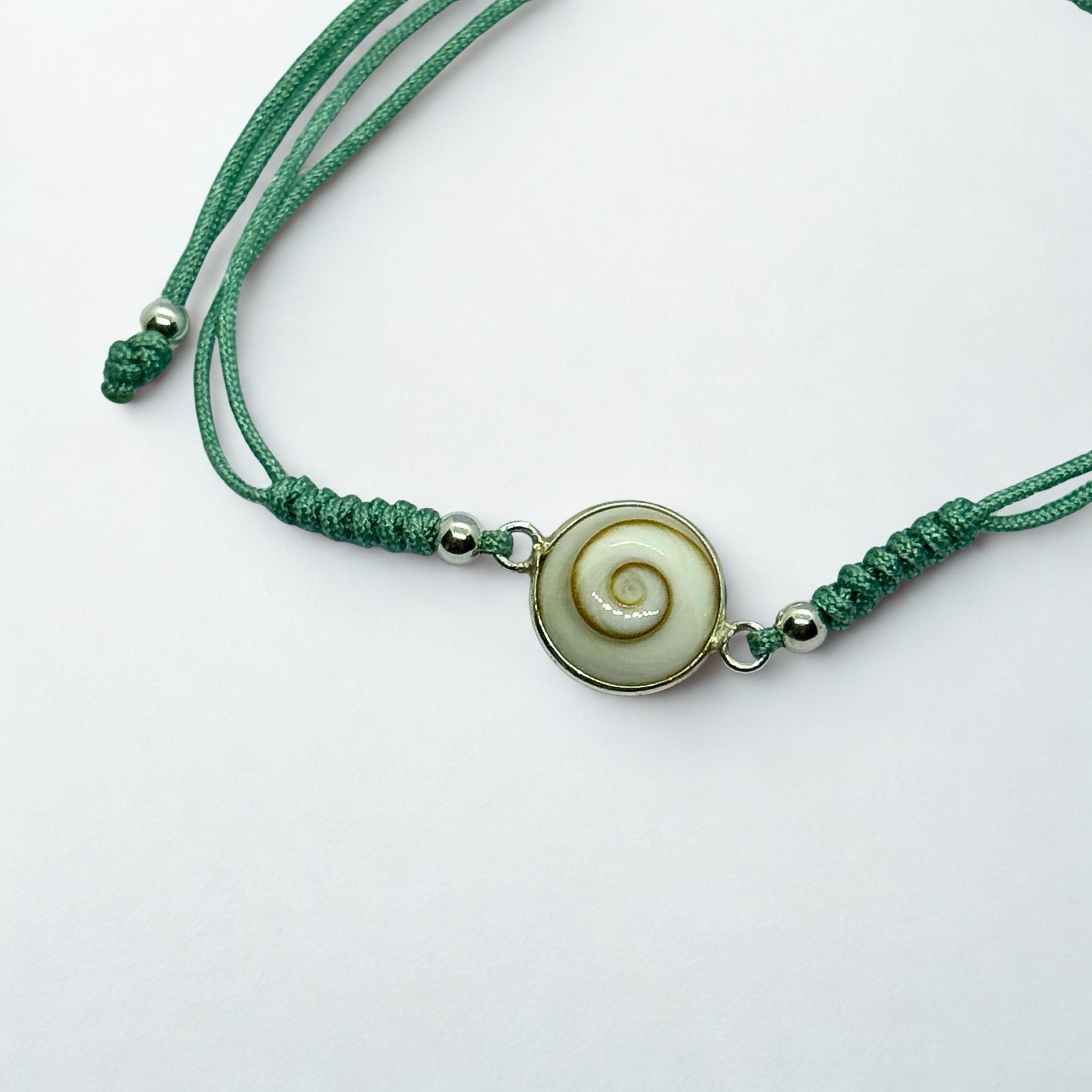 Bracelet Cordon émeraude - Œil de Sainte Lucie Argent 925- 10 mm Précieuse Lucie