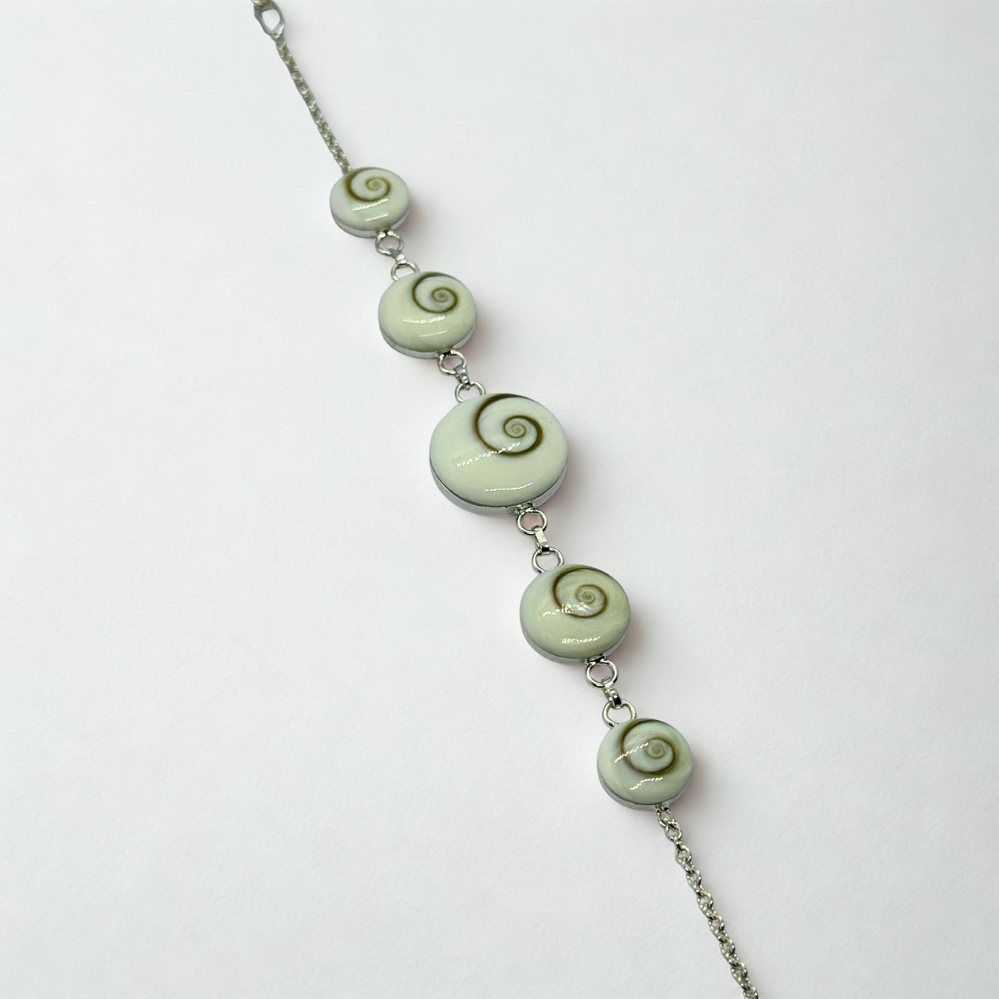 Bracelet Chaîne maille forçat - Cinq Œil de Sainte Lucie Argent 925