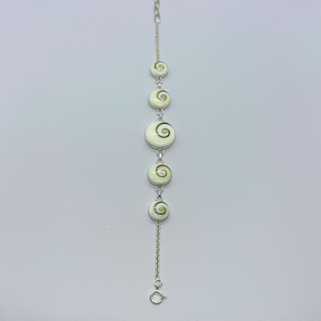 Bracelet Chaîne maille forçat - Cinq Œil de Sainte Lucie Argent 925