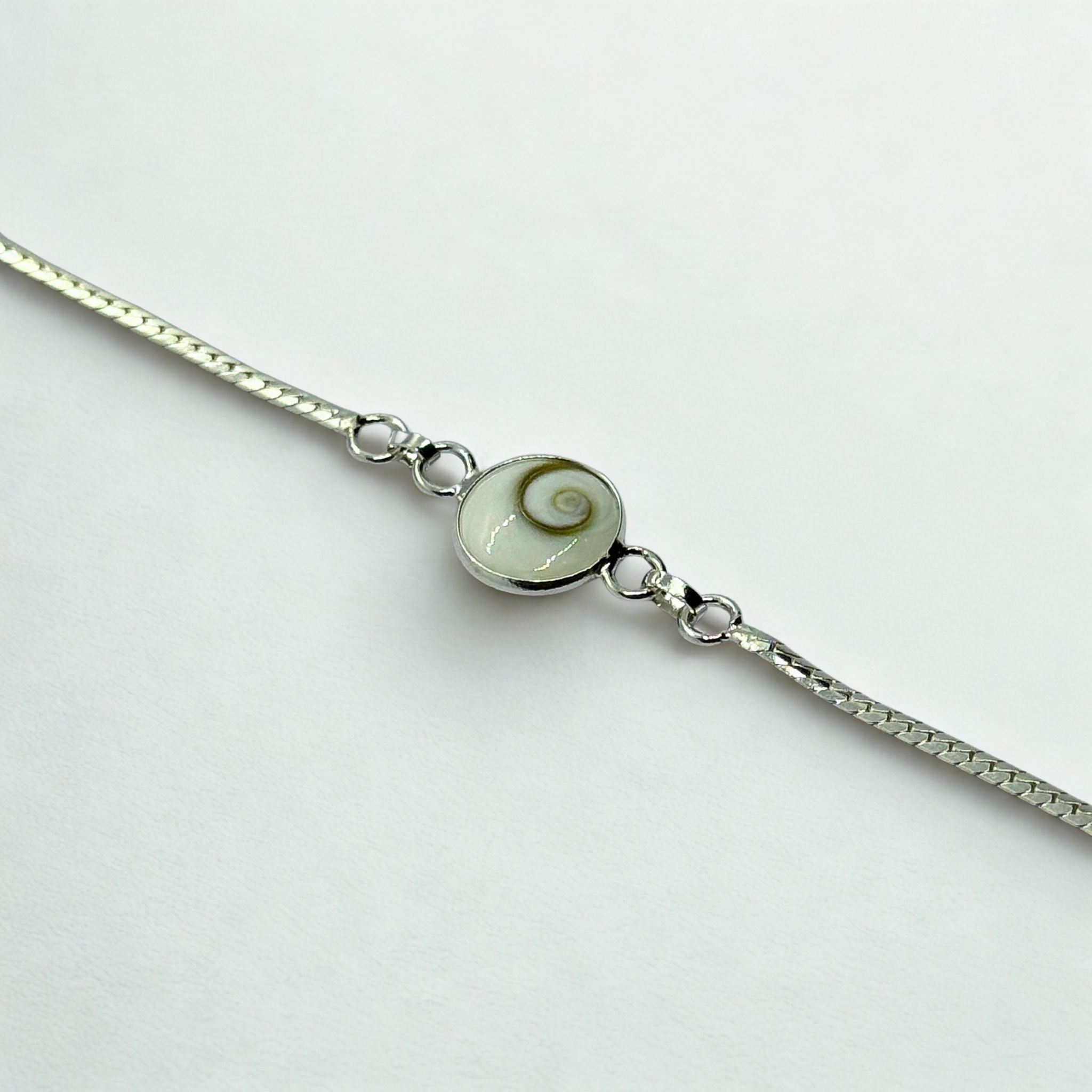 Bracelet Chaîne maille oméga - Œil de Sainte Lucie Argent 925 - 10 mm