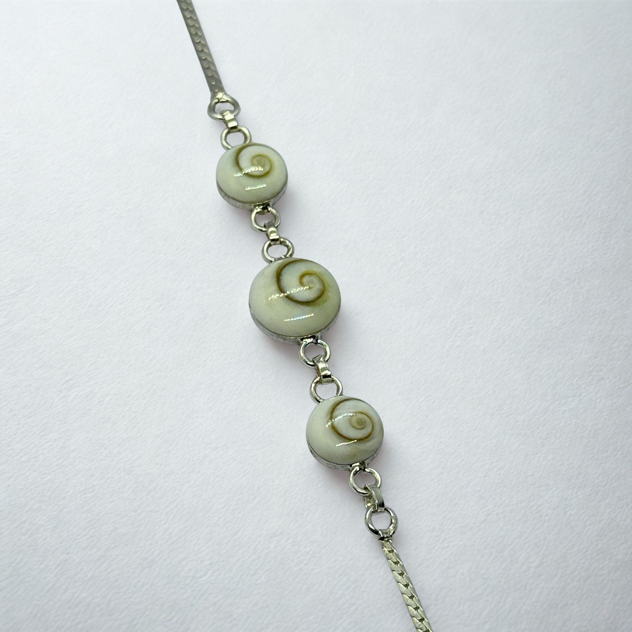 Bracelet Chaîne maille oméga - Triple Œil de Sainte Lucie Argent 925