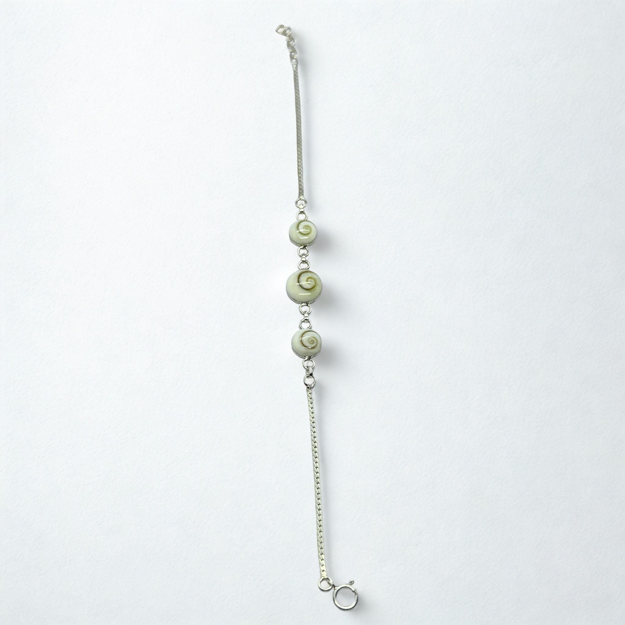 Bracelet Chaîne maille oméga - Triple Œil de Sainte Lucie Argent 925