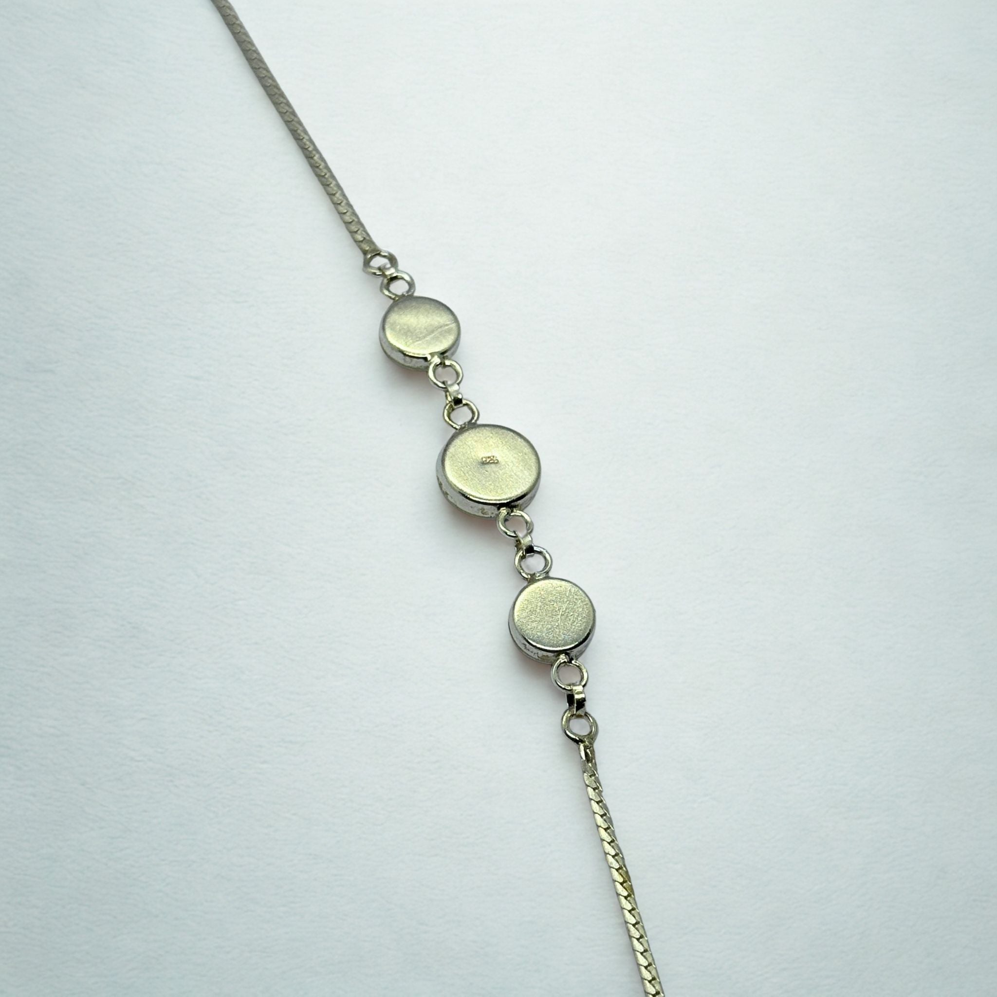 Bracelet Chaîne maille oméga - Triple Œil de Sainte Lucie Argent 925