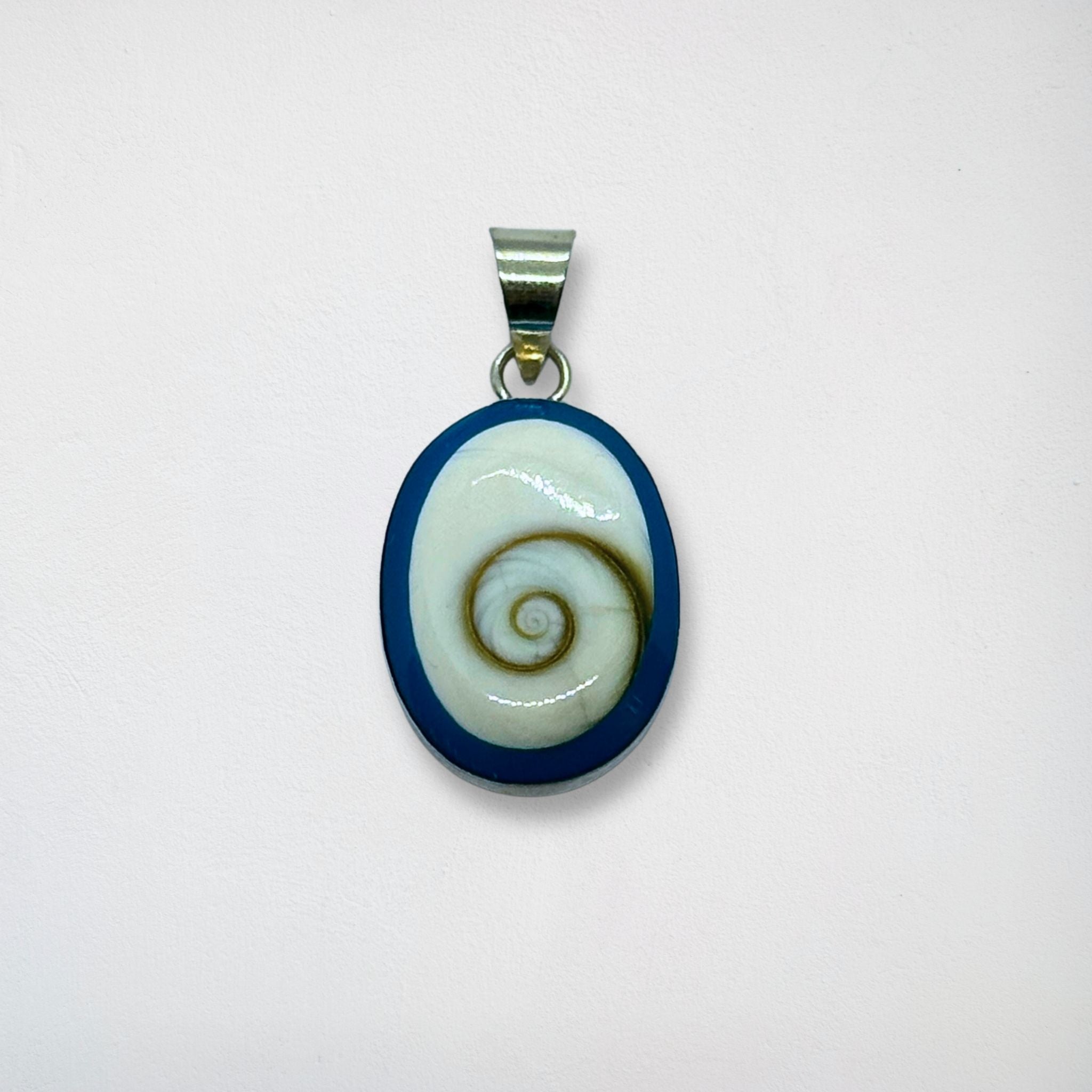 Pendentif Ovale - Œil de Sainte Lucie Argent 925 Turquoise - 18 mm Dos fermé Précieuse Lucie