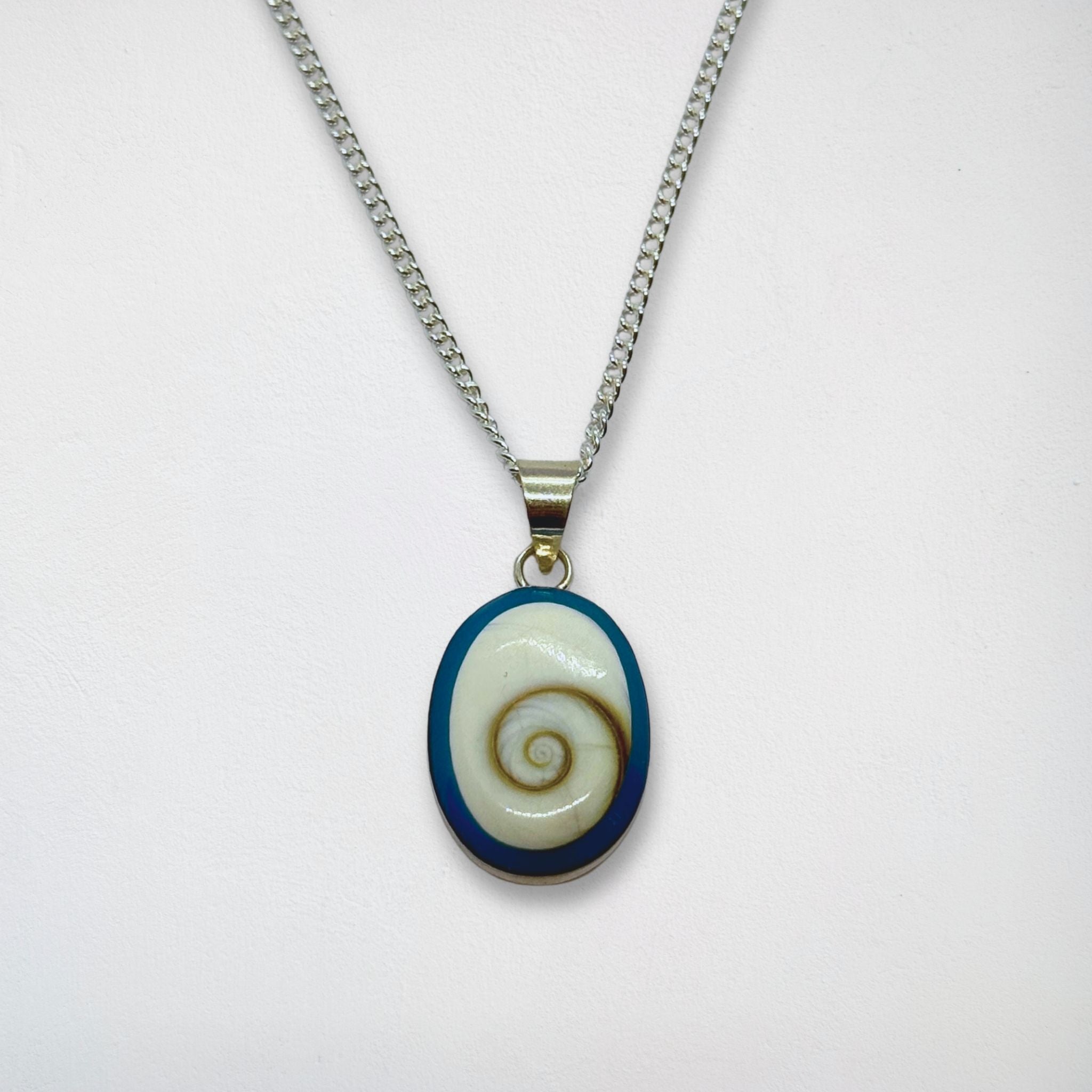 Pendentif Ovale - Œil de Sainte Lucie Argent 925 Turquoise - 18 mm Dos fermé Précieuse Lucie