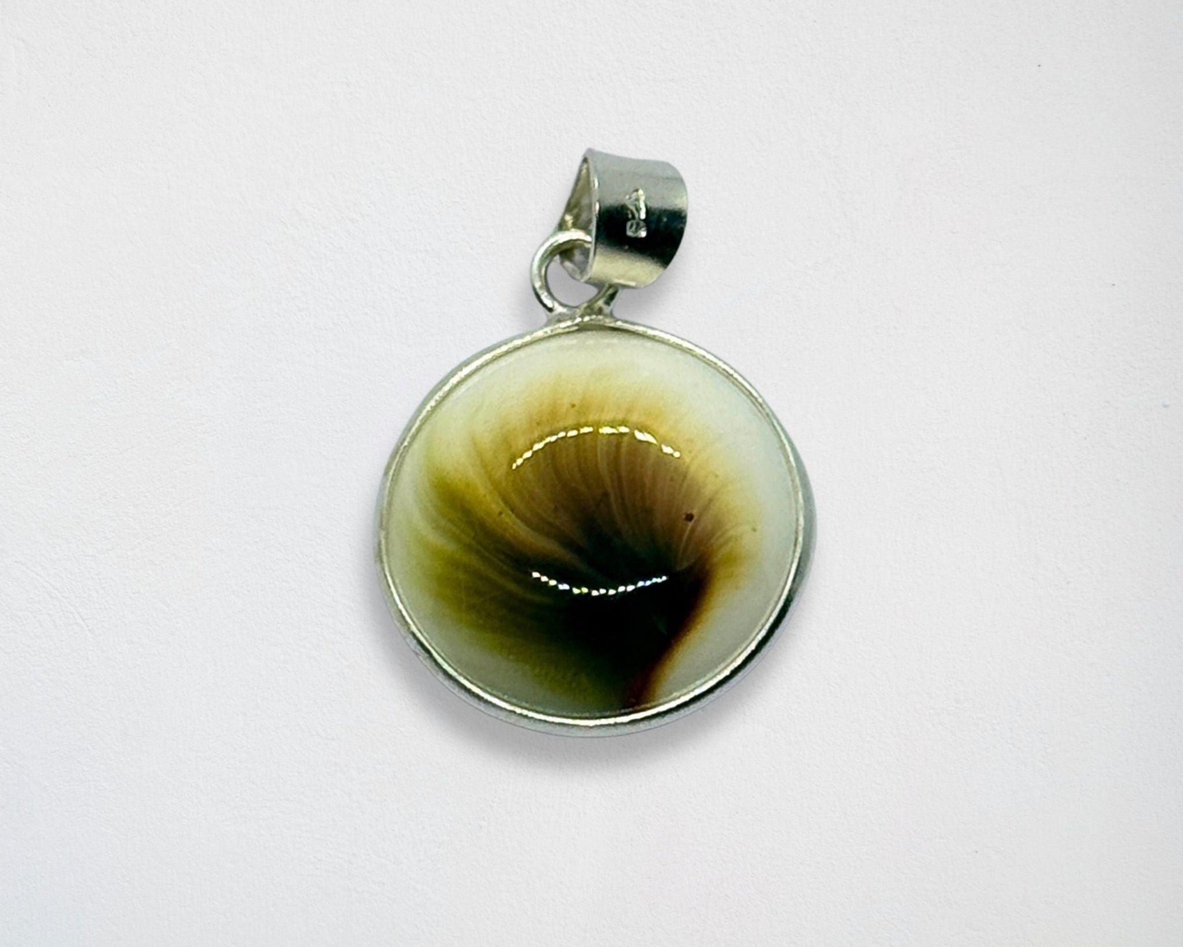 Pendentif Rond - Œil de Sainte Lucie Argent 925 - 23 mm Dos ouvert Précieuse Lucie