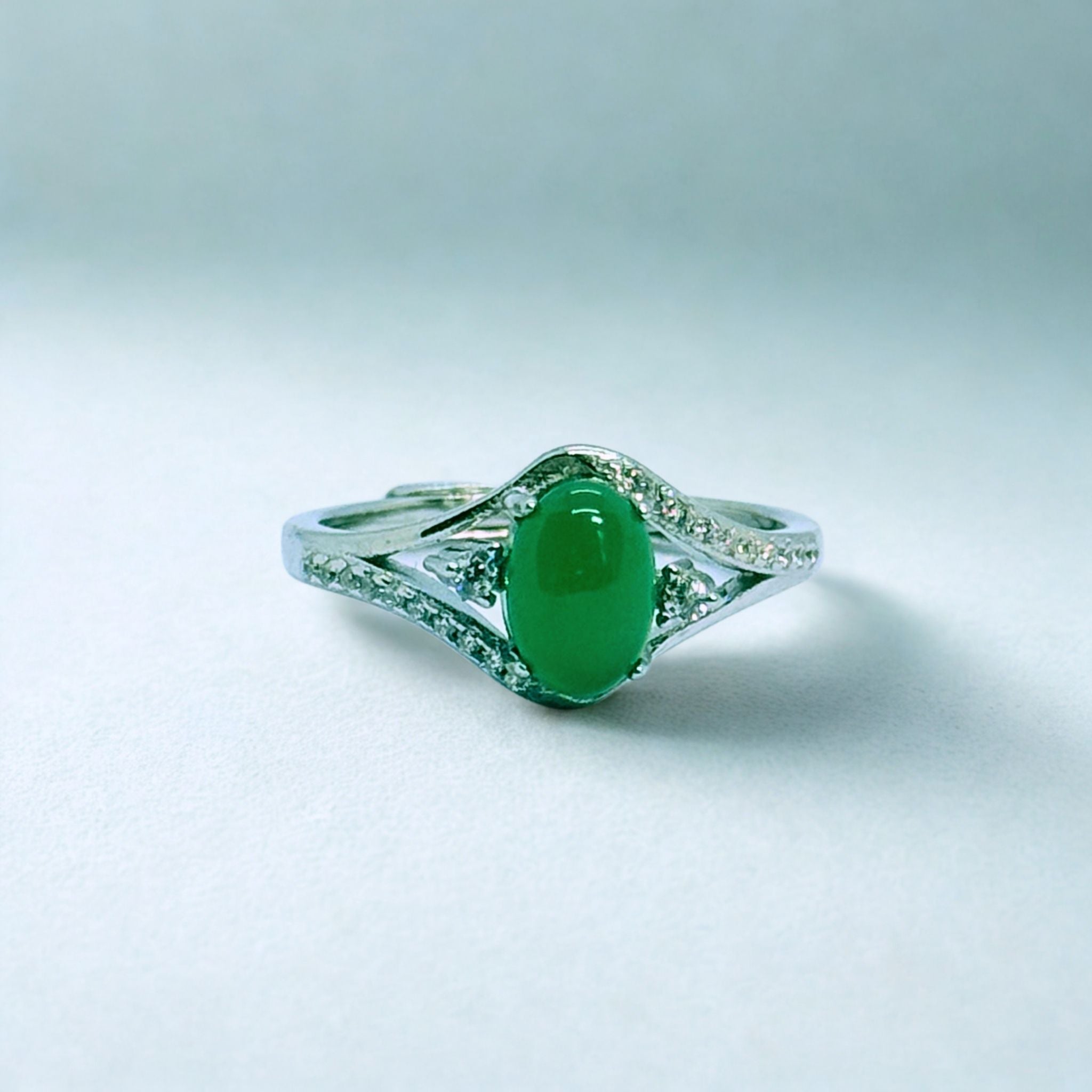 Bagues Solitaire Chrysoprase AA+ - Argent 925 - Ovale 10 mm Précieuse Lucie