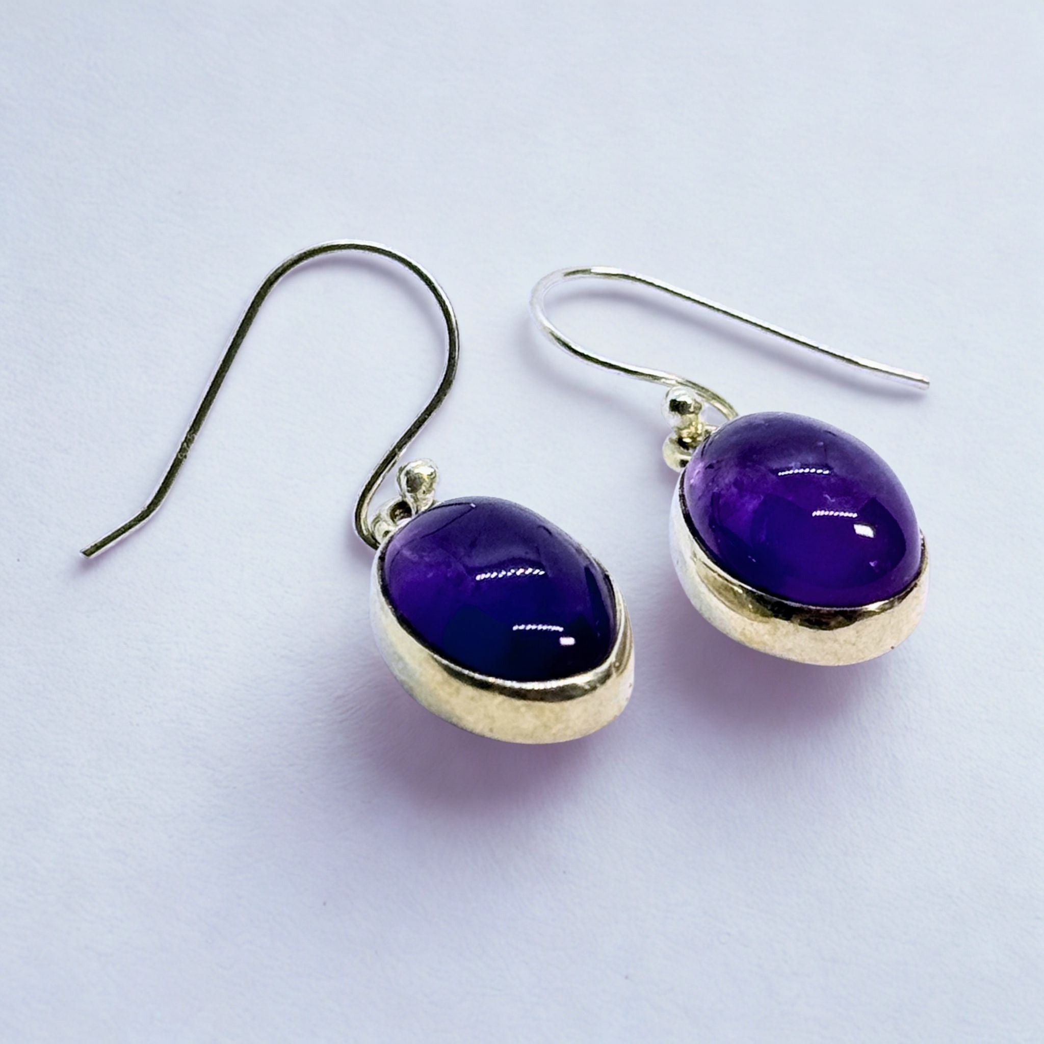 Boucles d'oreilles - Améthyste AAA - Argent 925 - Ovale 14 mm Précieuse Lucie