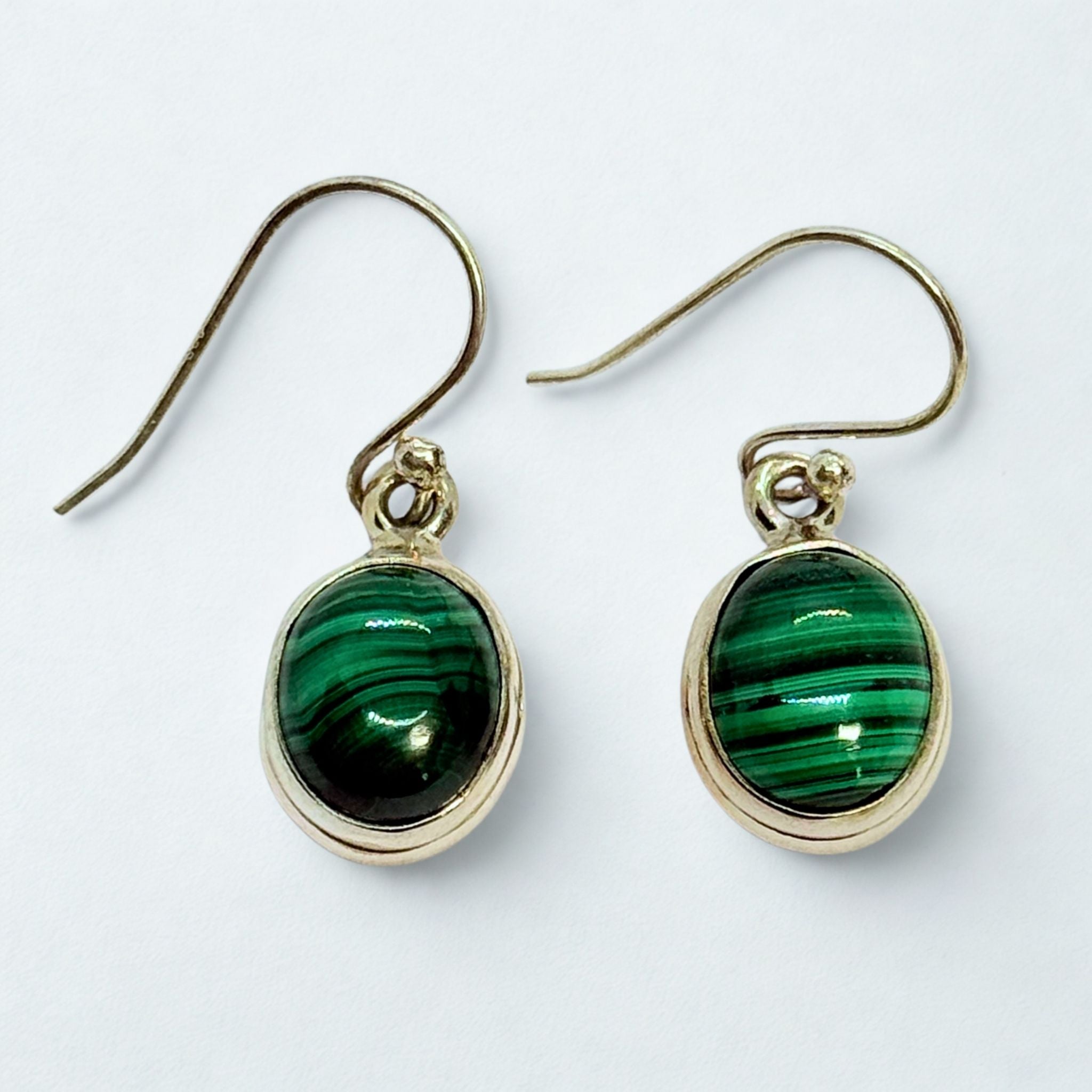 Boucles d'oreilles - Malachite AA - Argent 925 - Ovale 14 mm Précieuse Lucie