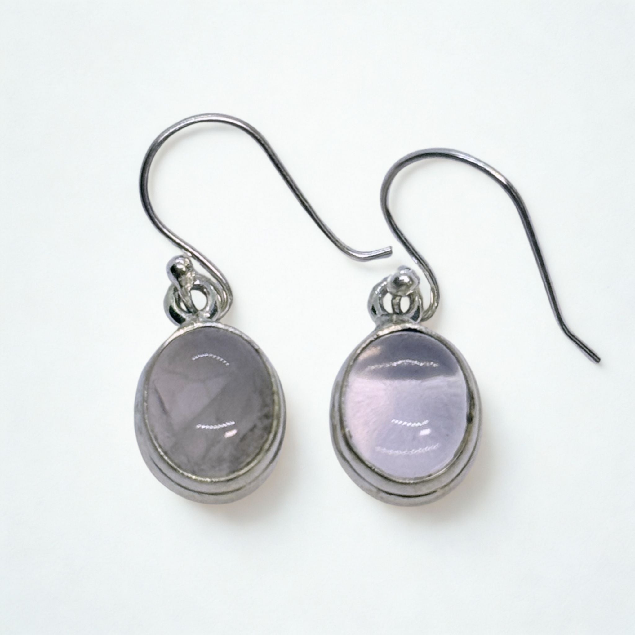 Boucles d'oreilles - Quartz rose AA - Argent 925 - Ovale 14 mm Précieuse Lucie