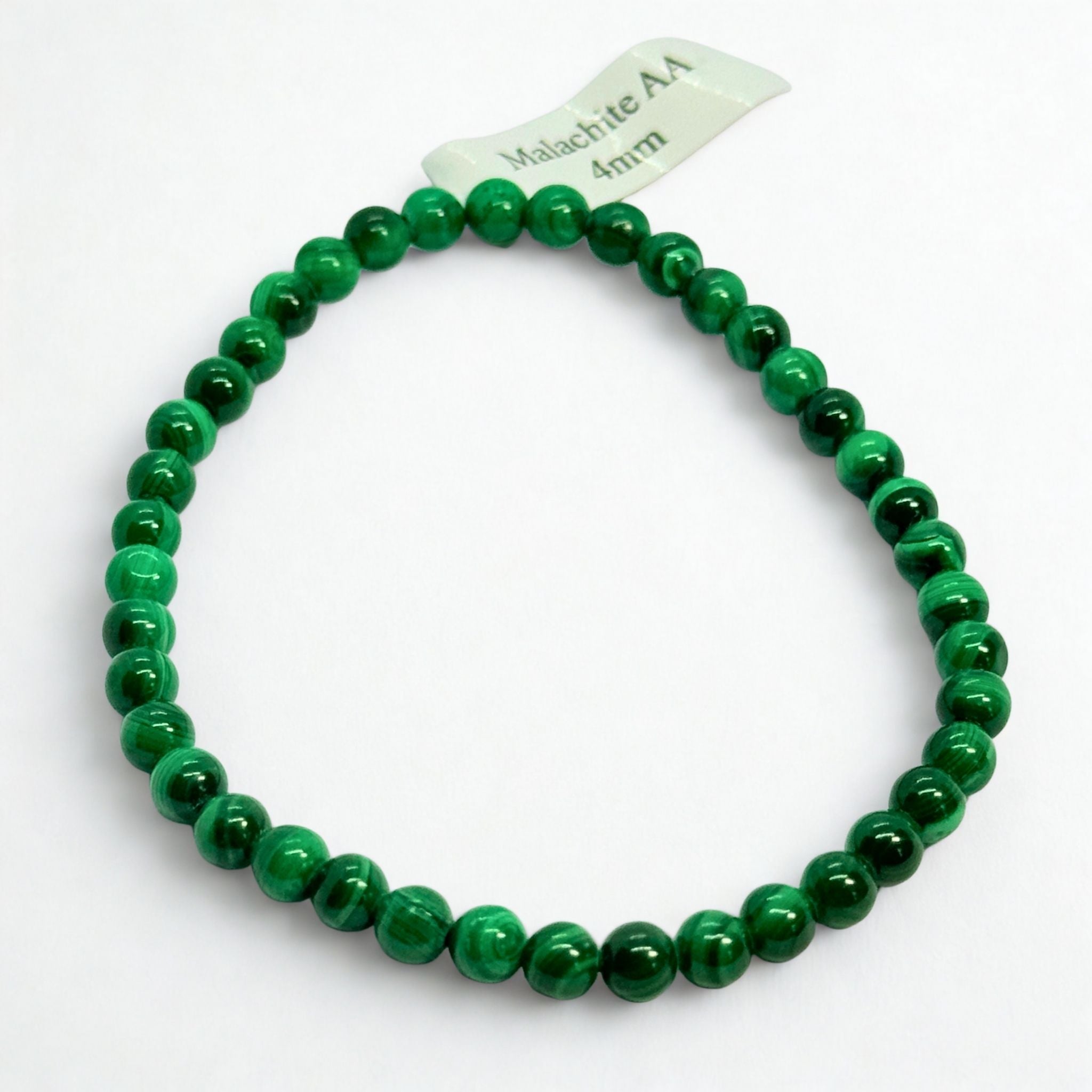 Bracelet boules 4 mm - Malachite - AA Précieuse Lucie