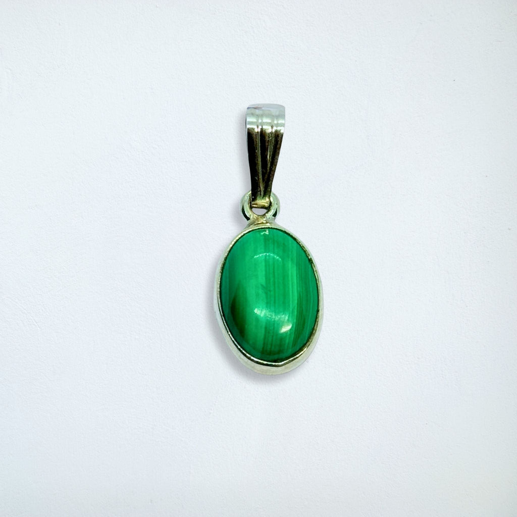 Pendentif - Malachite AA - Argent 925 - Ovale 14 mm Précieuse Lucie