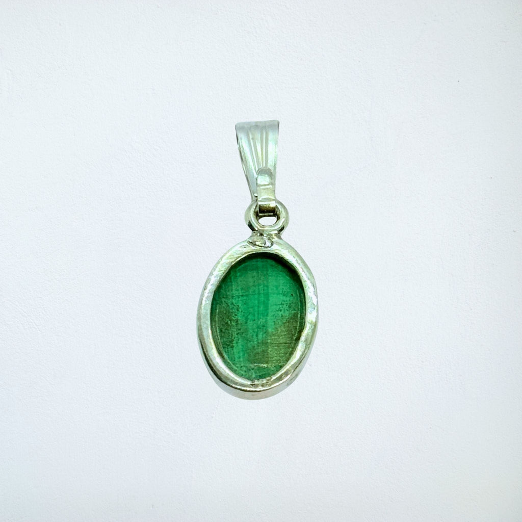 Pendentif - Malachite AA - Argent 925 - Ovale 14 mm Précieuse Lucie