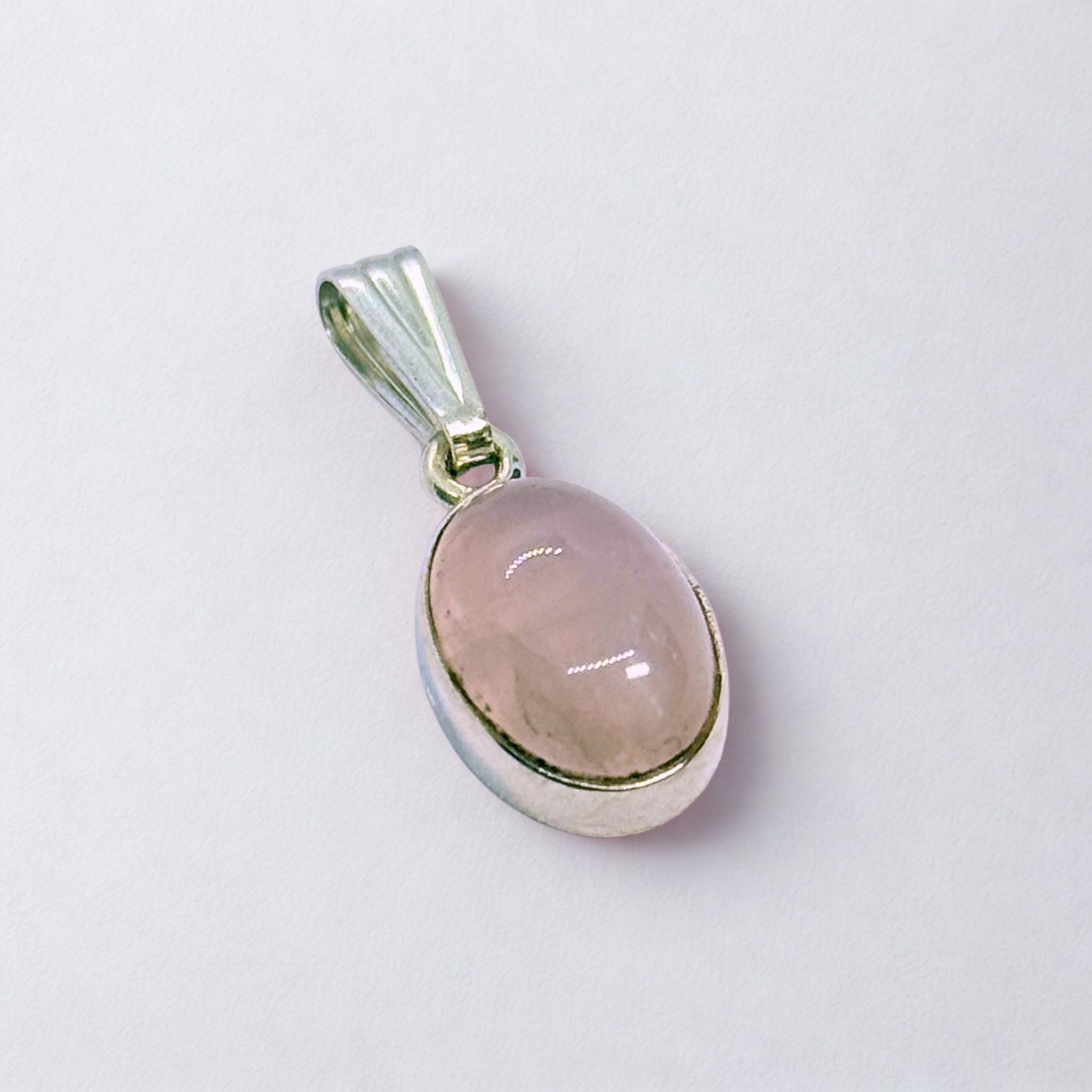 Pendentif - Quartz rose AA - Argent 925 - Ovale 14 mm Précieuse Lucie
