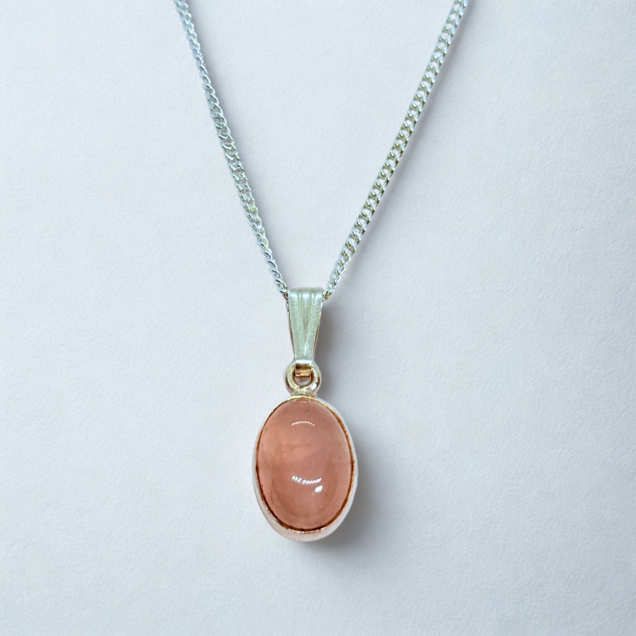 Pendentif - Quartz rose AA - Argent 925 - Ovale 14 mm Précieuse Lucie